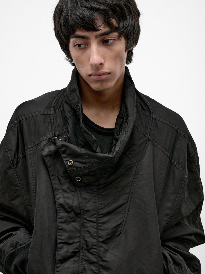 Black Nylon Relaxed Jacket (957BLM8-BLACK)