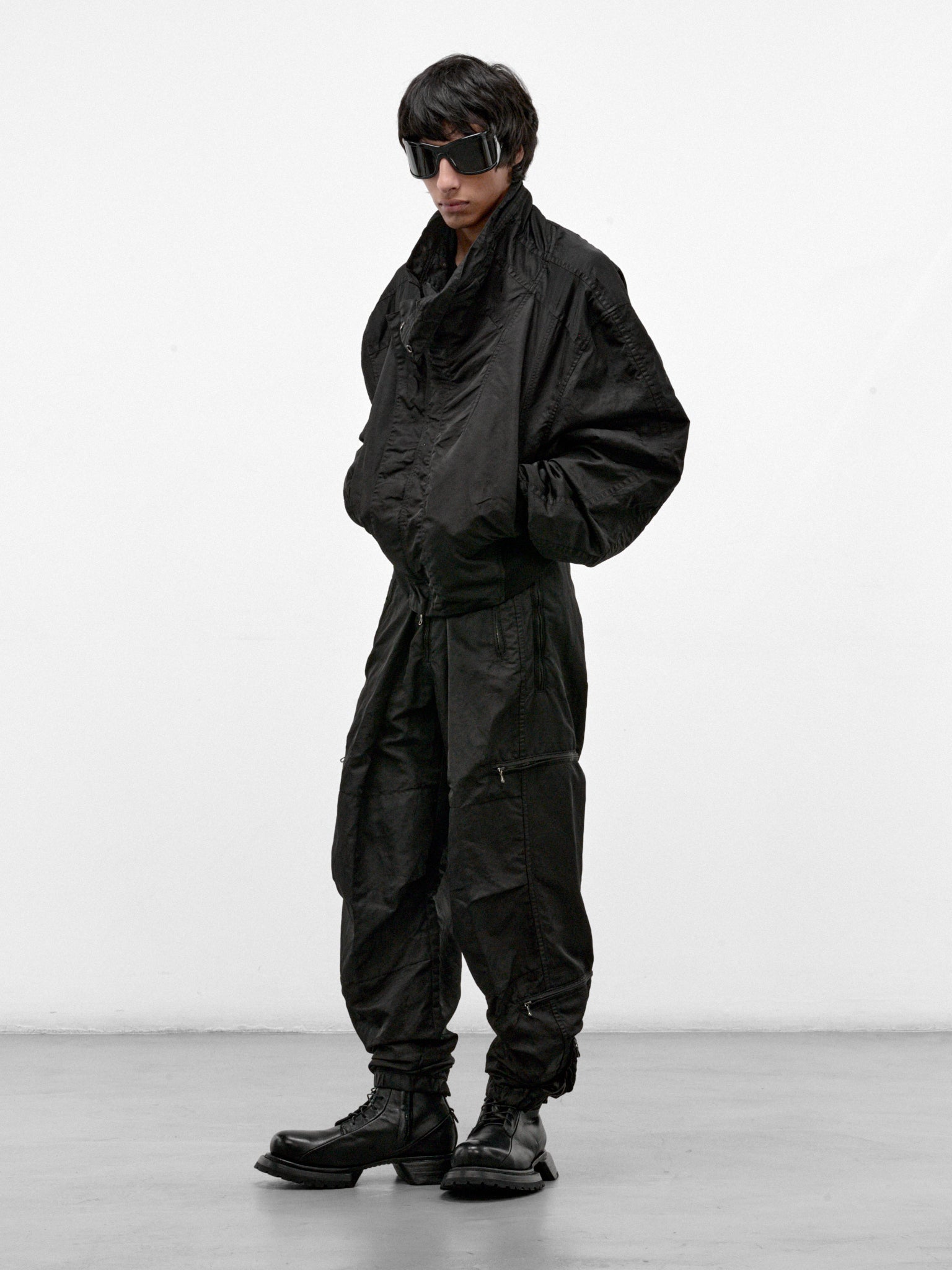 Black Nylon Relaxed Jacket (957BLM8-BLACK)