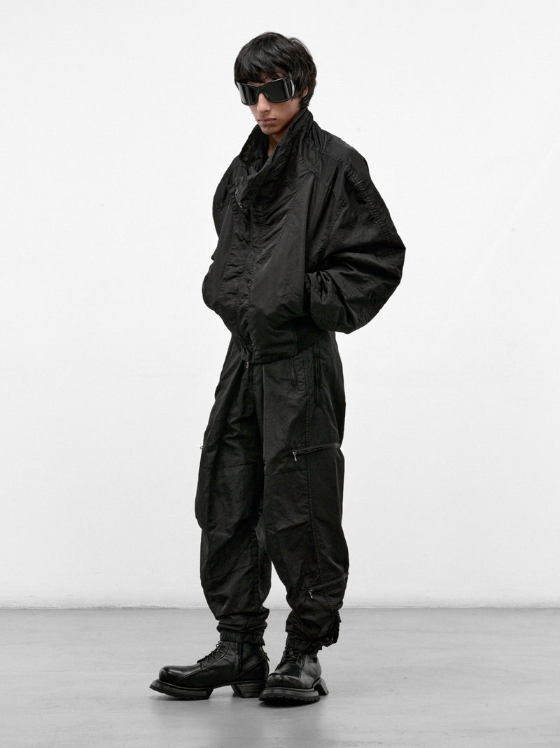 Black Nylon Cargo Pants (957PAM15-BLACK)