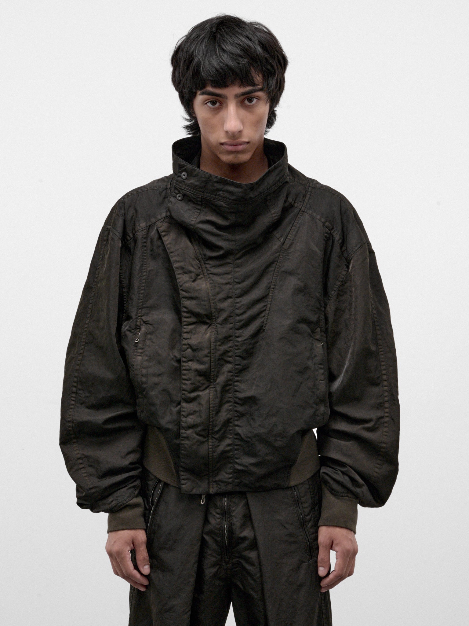 Dark Khaki Nylon Relaxed Jacket (957BLM8-DARK-KHAKI)
