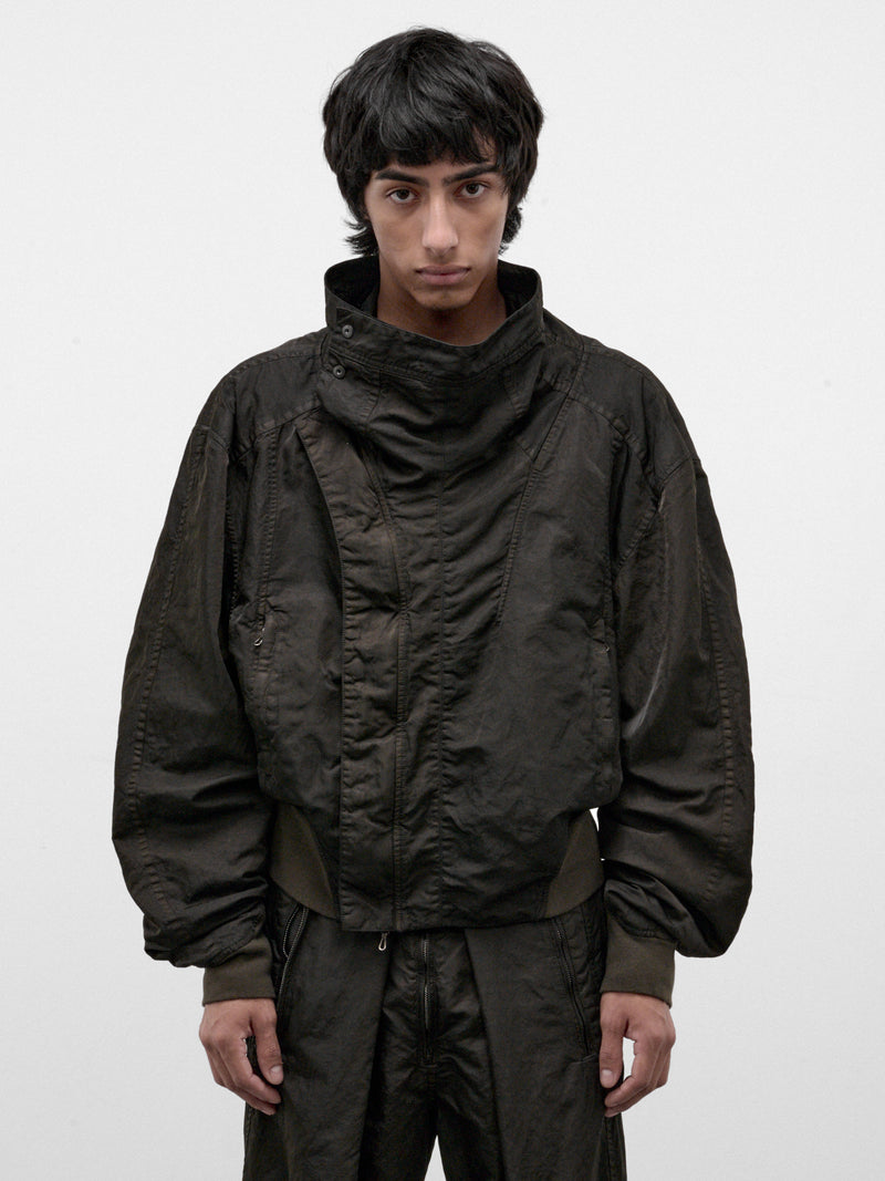 Dark Khaki Nylon Relaxed Jacket (957BLM8-DARK-KHAKI)