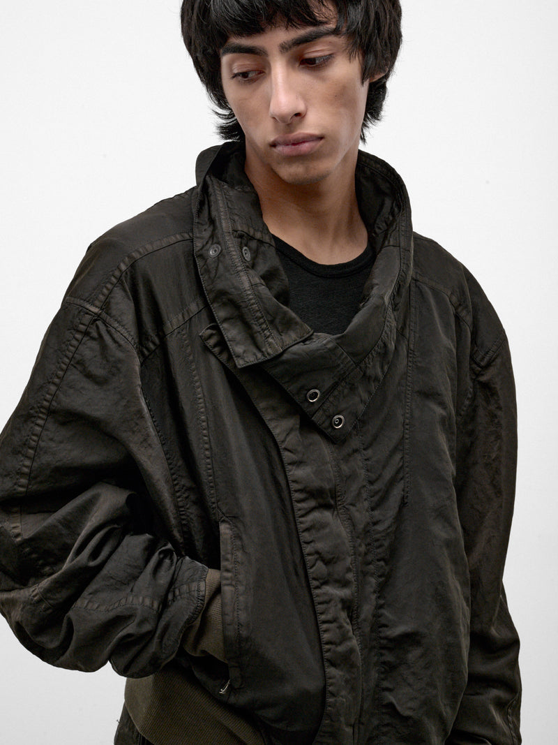 Dark Khaki Nylon Relaxed Jacket (957BLM8-DARK-KHAKI)
