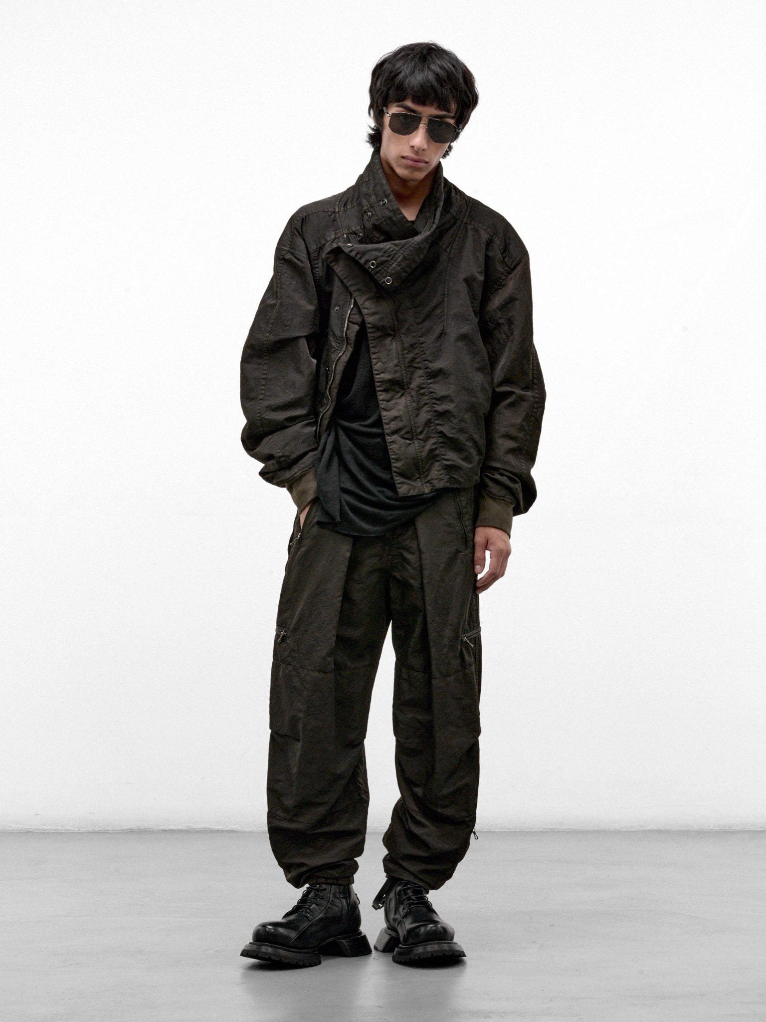 Dark Khaki Nylon Relaxed Jacket (957BLM8-DARK-KHAKI)