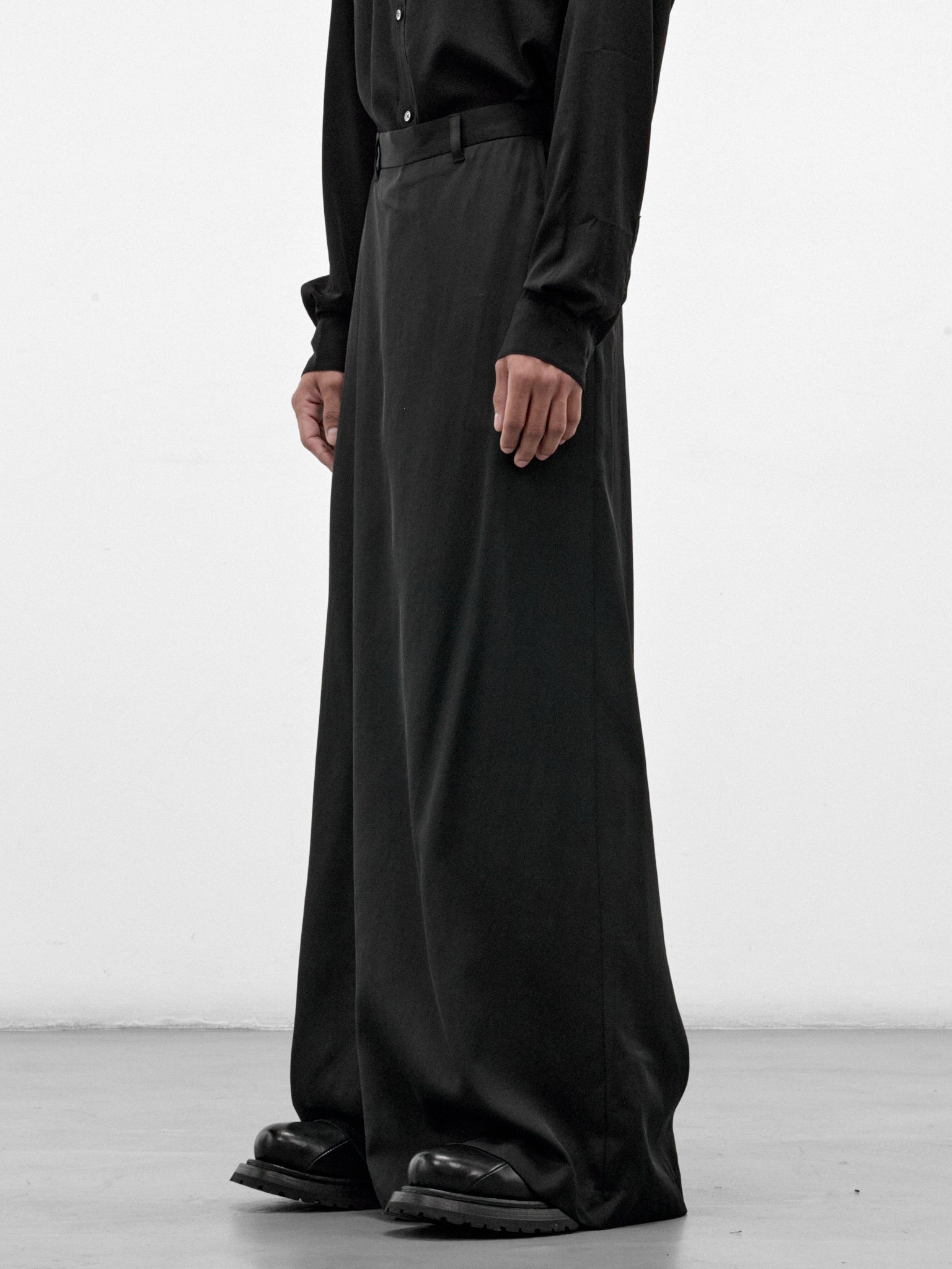 Black Wool Wide Leg Trousers (957PAM1-BLACK)