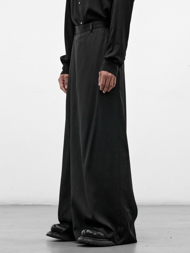 Black Wool Wide Leg Trousers (957PAM1-BLACK)