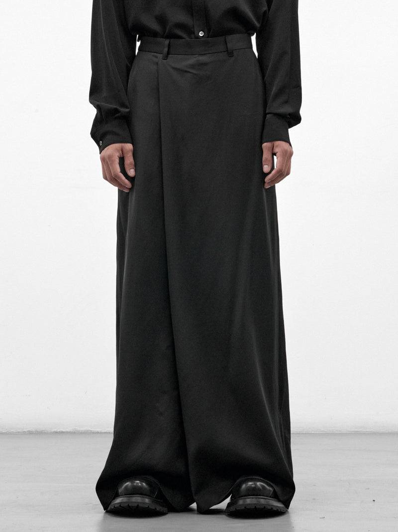 Black Wool Wide Leg Trousers (957PAM1-BLACK)