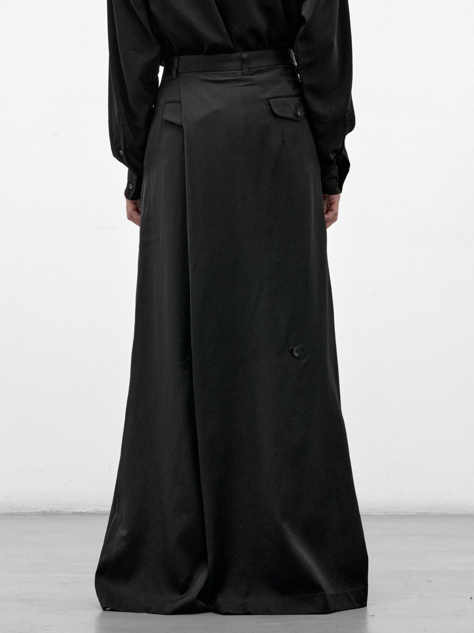 Black Wool Wide Leg Trousers (957PAM1-BLACK)