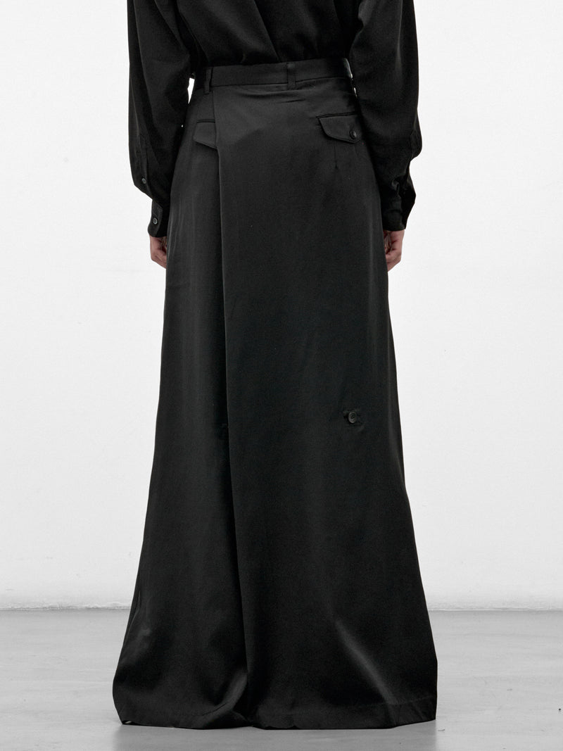 Black Wool Wide Leg Trousers (957PAM1-BLACK)
