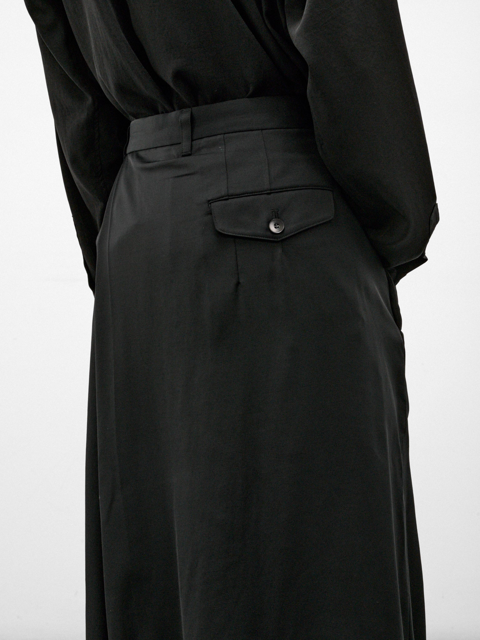 Black Wool Wide Leg Trousers (957PAM1-BLACK)
