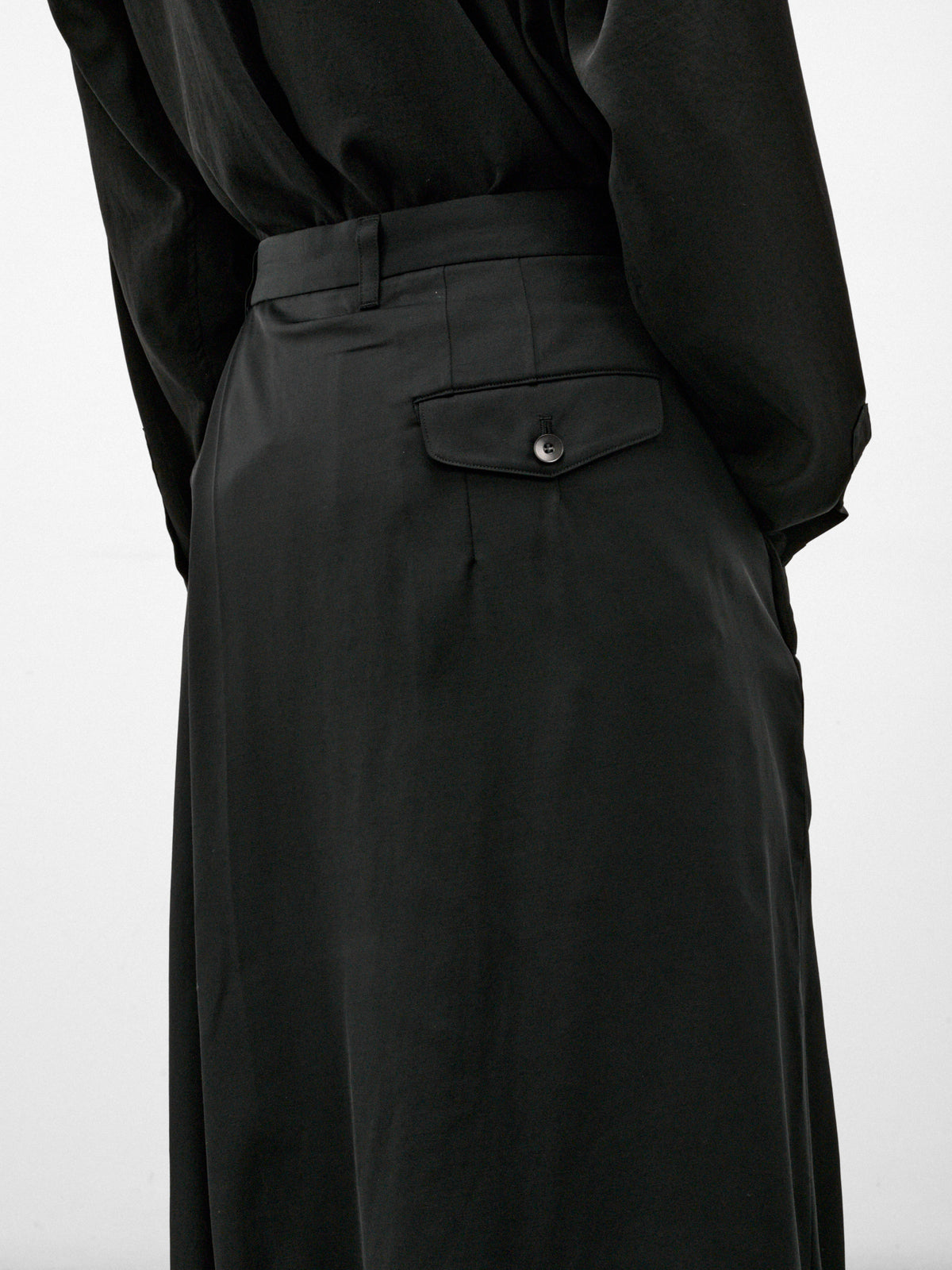 Black Wool Wide Leg Trousers (957PAM1-BLACK)