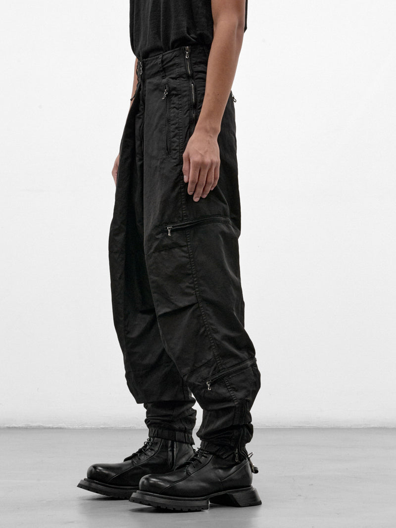 Black Nylon Cargo Pants (957PAM15-BLACK)