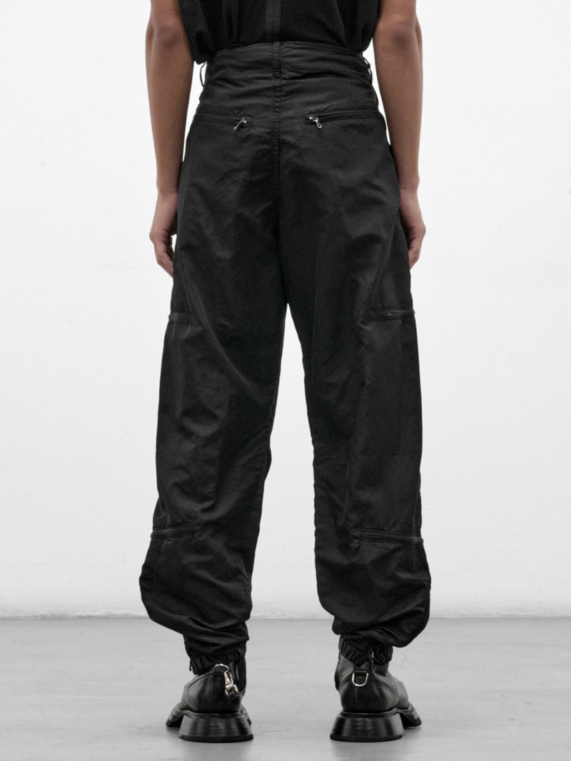 Black Nylon Cargo Pants (957PAM15-BLACK)