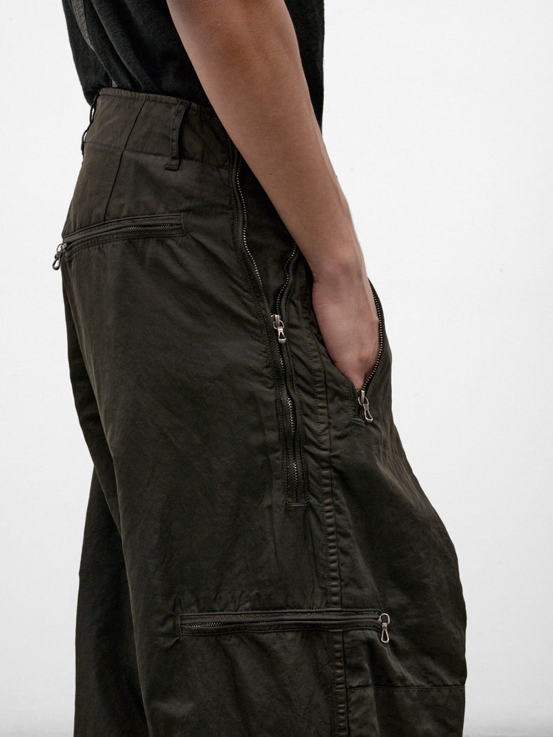 Dark Khaki Nylon Cargo Pants (957PAM15-DARK-KHAKI)
