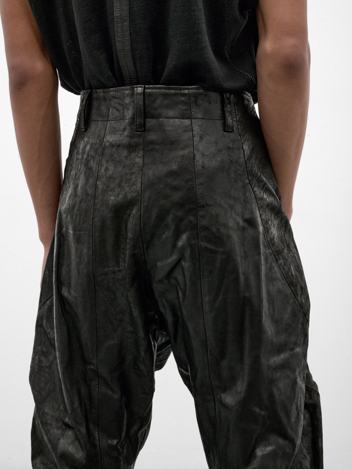 Black Leather Slim Pants (957PAM23-BLACK)