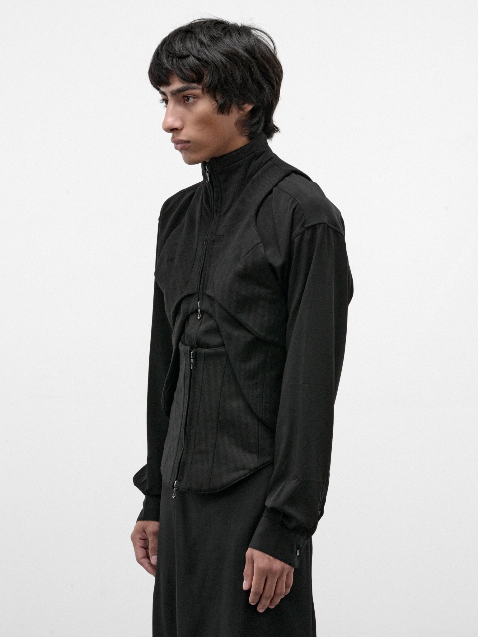 Black Cotton-Silk Vest (957VEM1-BLACK)