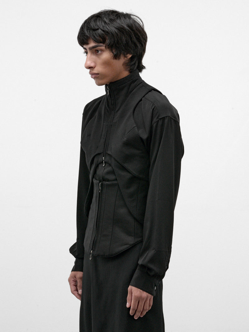 Black Cotton-Silk Vest (957VEM1-BLACK)
