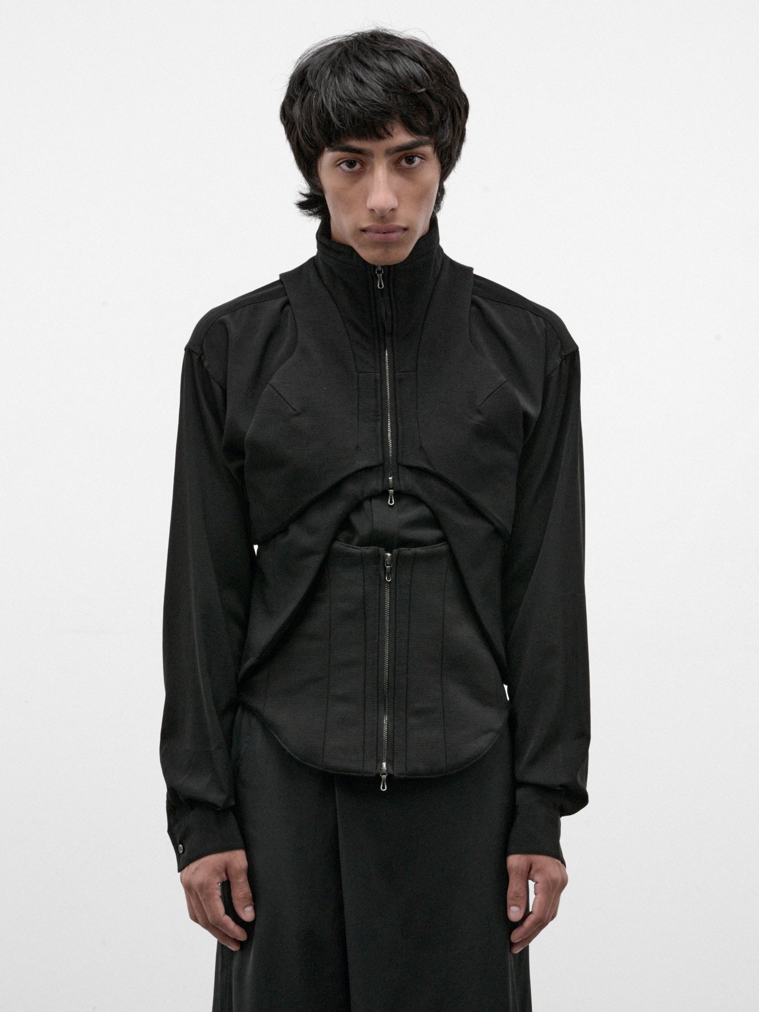 Black Cotton-Silk Vest (957VEM1-BLACK)