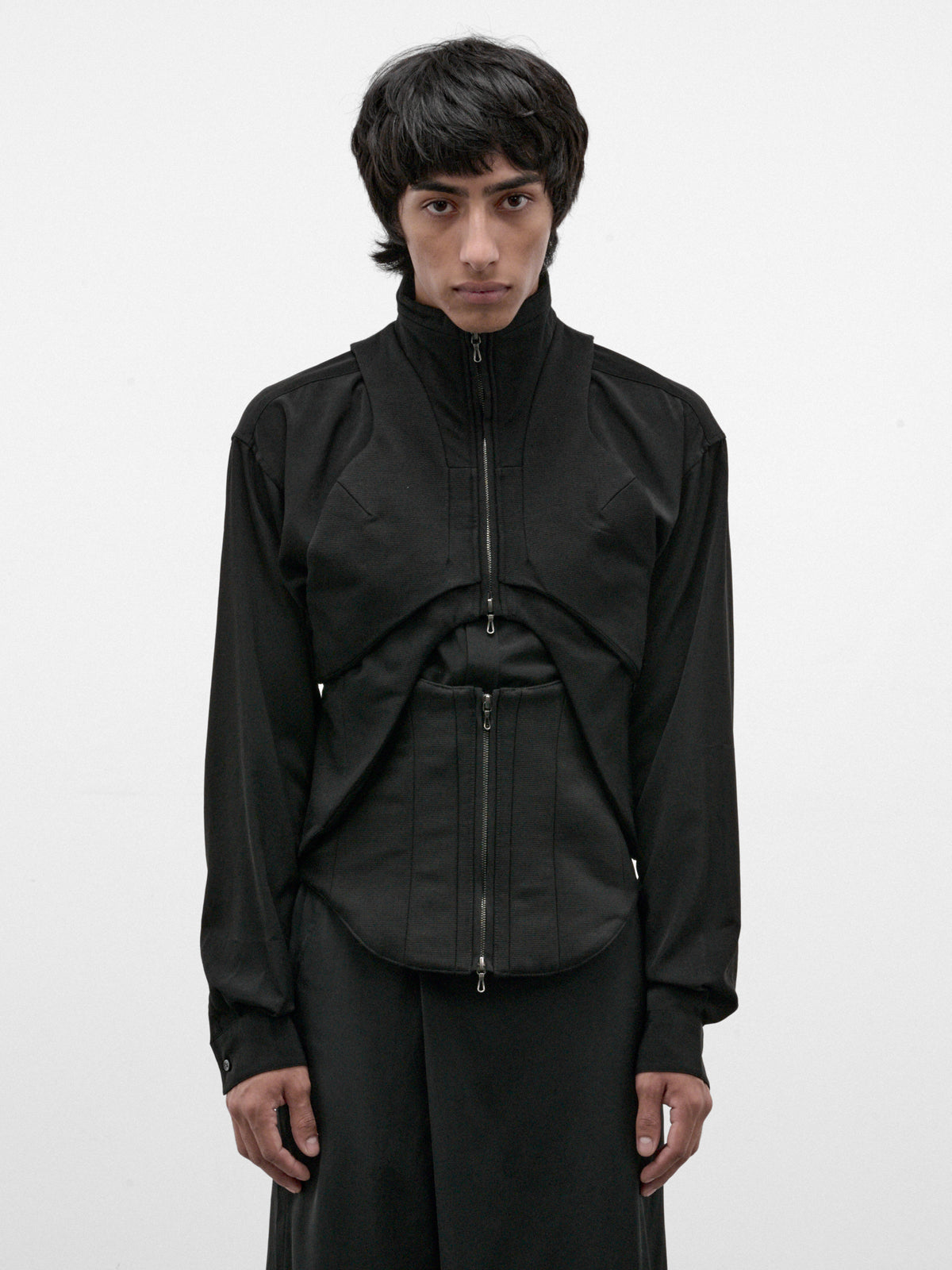 Black Cotton-Silk Vest (957VEM1-BLACK)