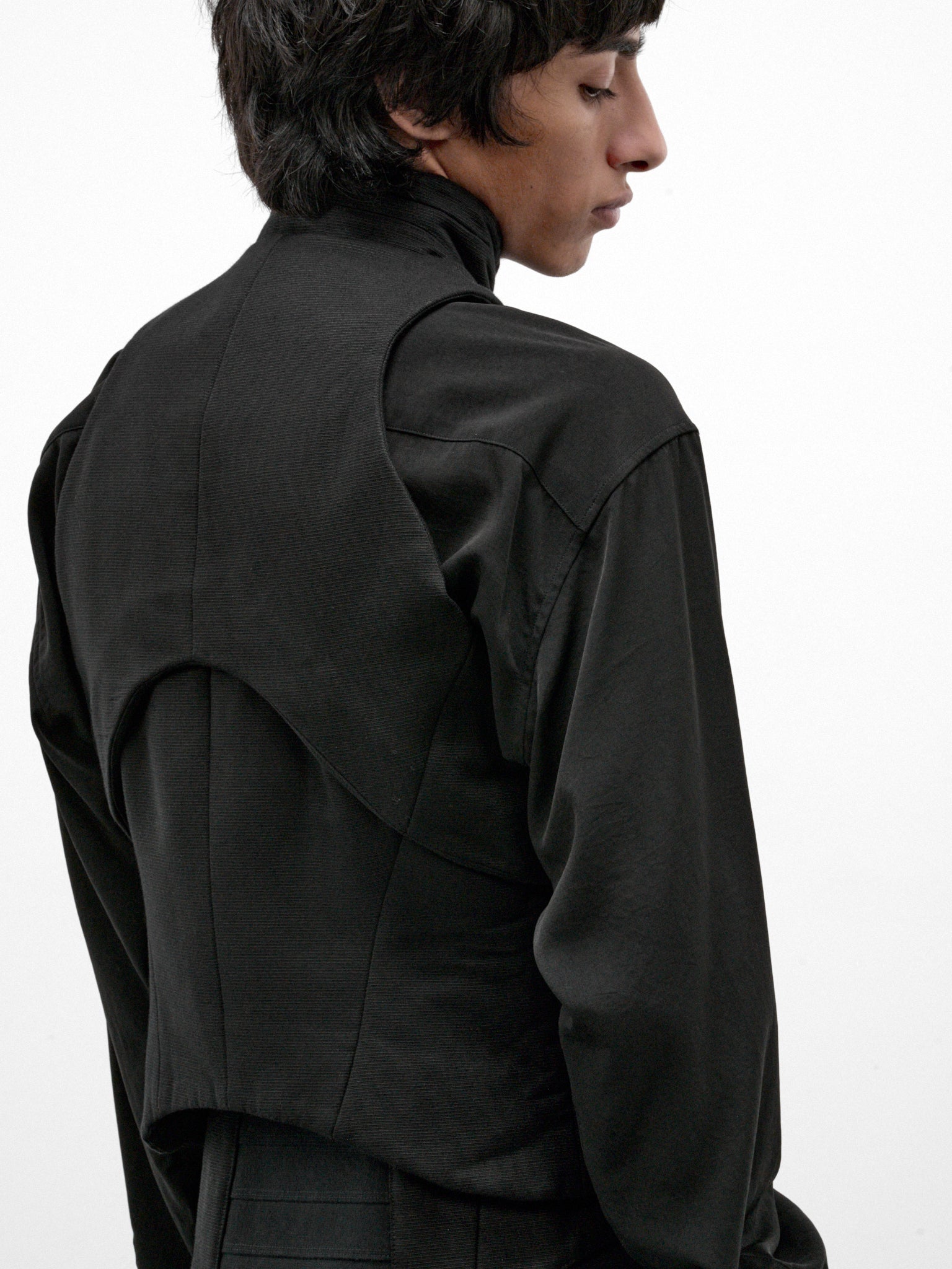 Black Cotton-Silk Vest (957VEM1-BLACK)