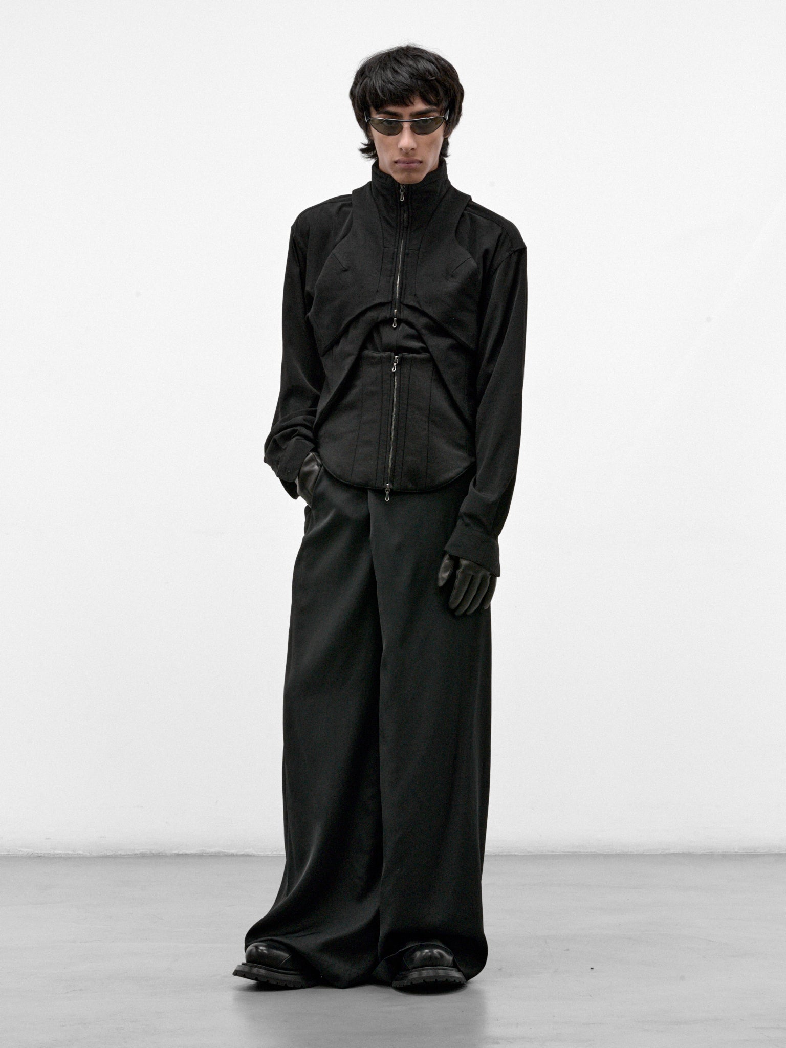 Black Cotton-Silk Vest (957VEM1-BLACK)