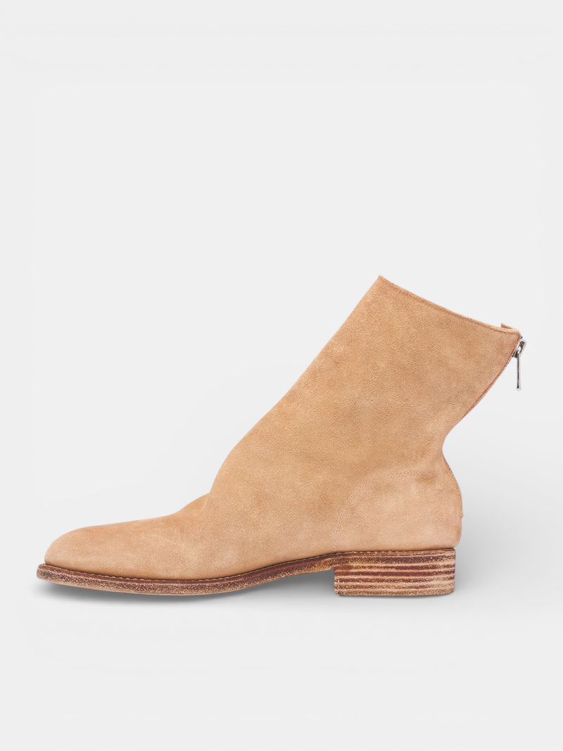 Reverse Leather Back Zip Boots (986-CR-CO171T-LIGHT-BROWN)