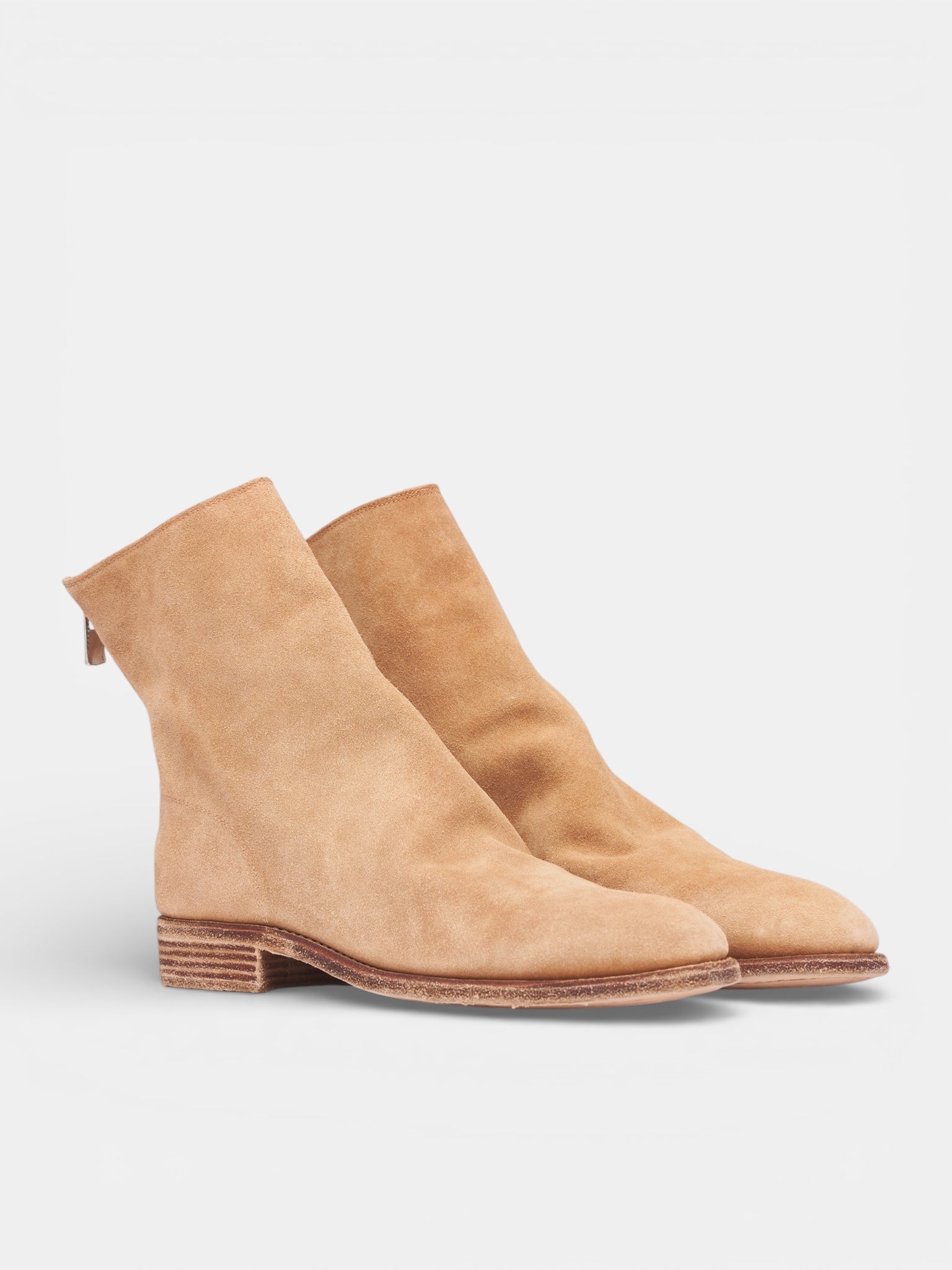 Reverse Leather Back Zip Boots (986-CR-CO171T-LIGHT-BROWN)