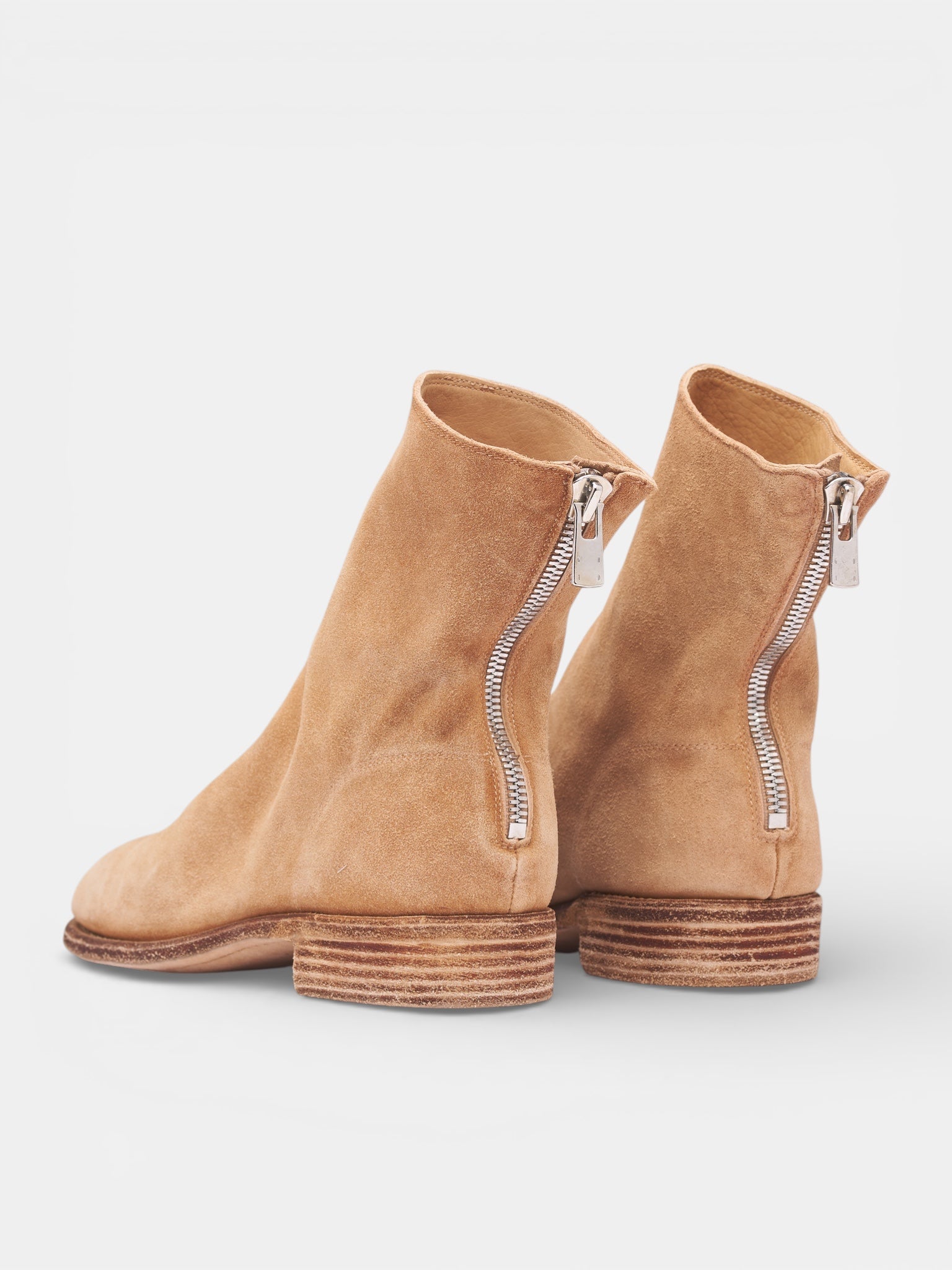 Reverse Leather Back Zip Boots (986-CR-CO171T-LIGHT-BROWN)