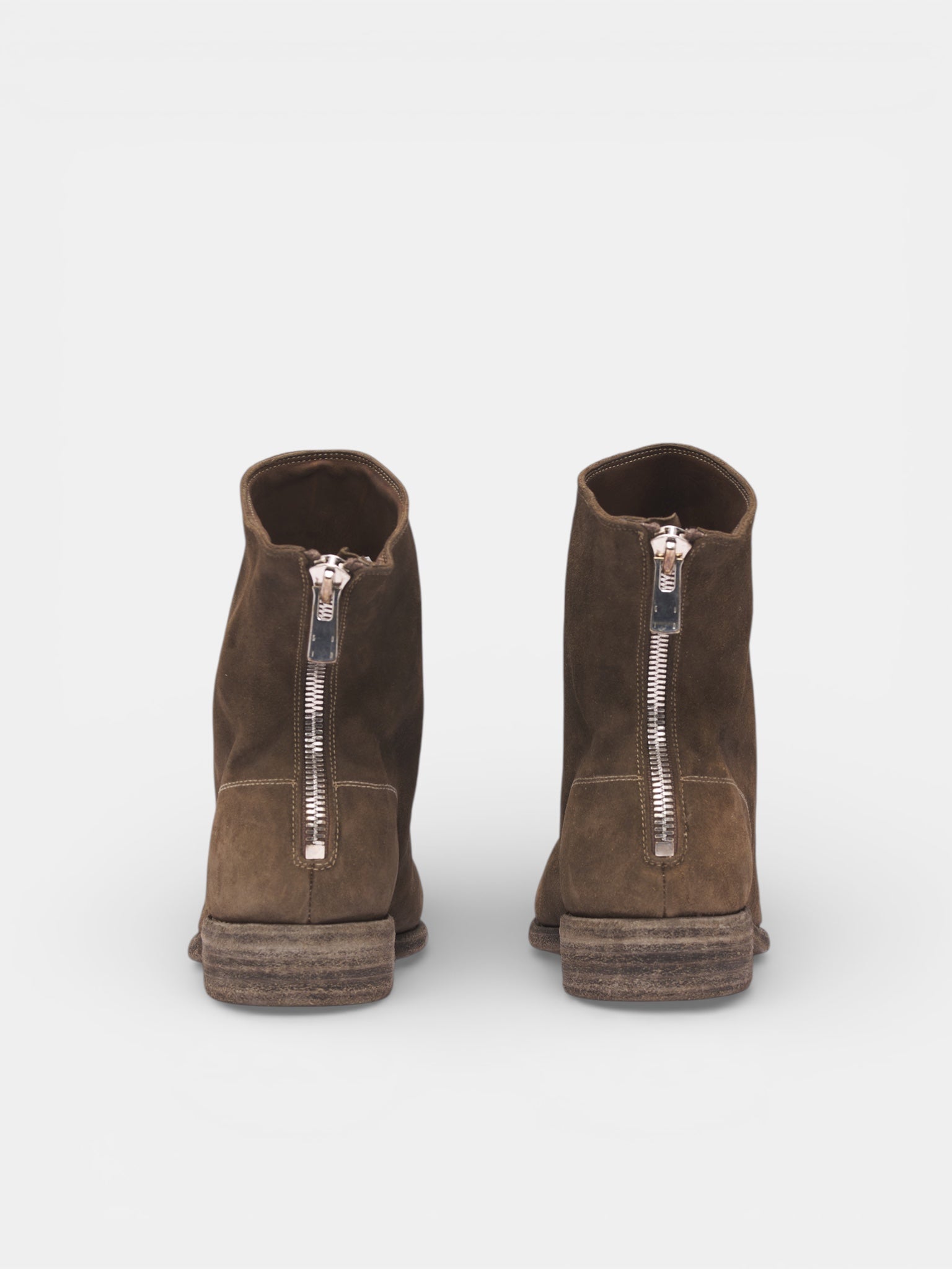 Reverse Leather Back Zip Boots (986-CR-CV177T-DARK-BROWN)