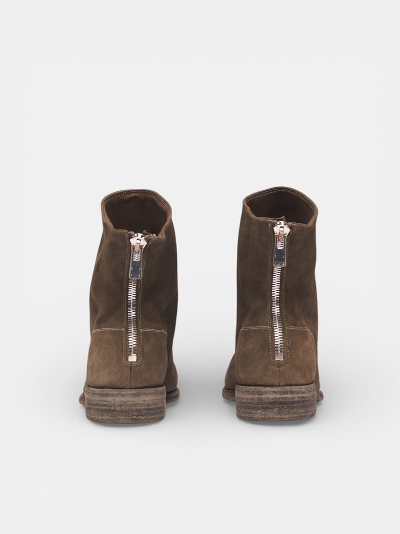 Reverse Leather Back Zip Boots (986-CR-CV177T-DARK-BROWN)