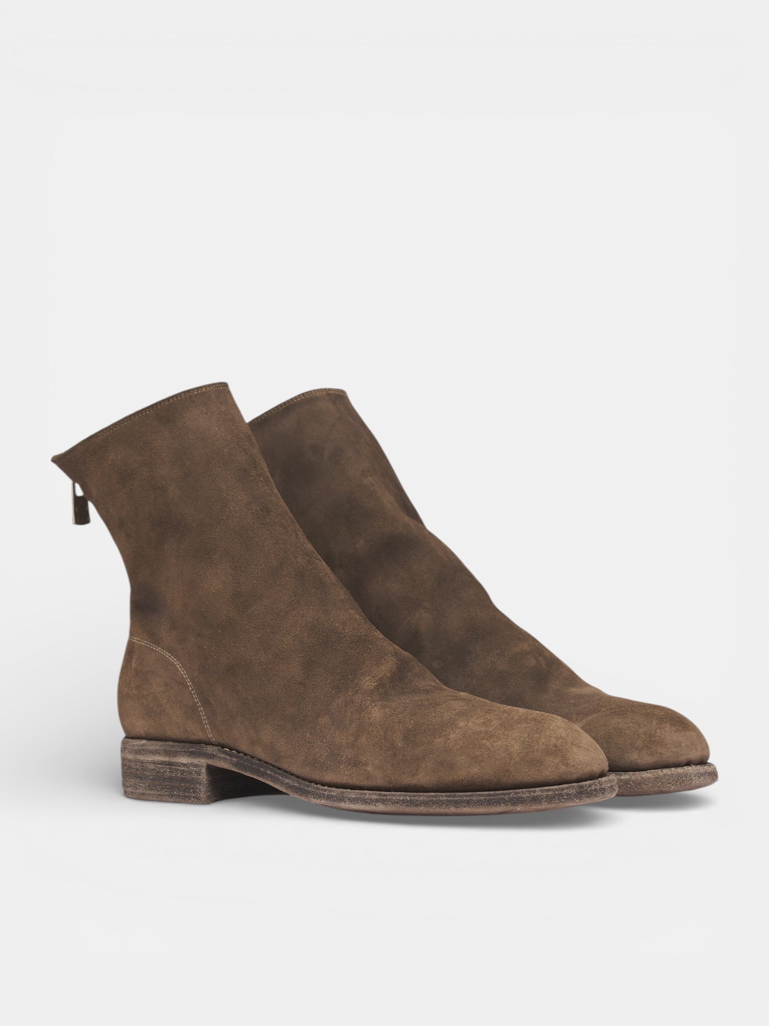 Reverse Leather Back Zip Boots (986-CR-CV177T-DARK-BROWN)