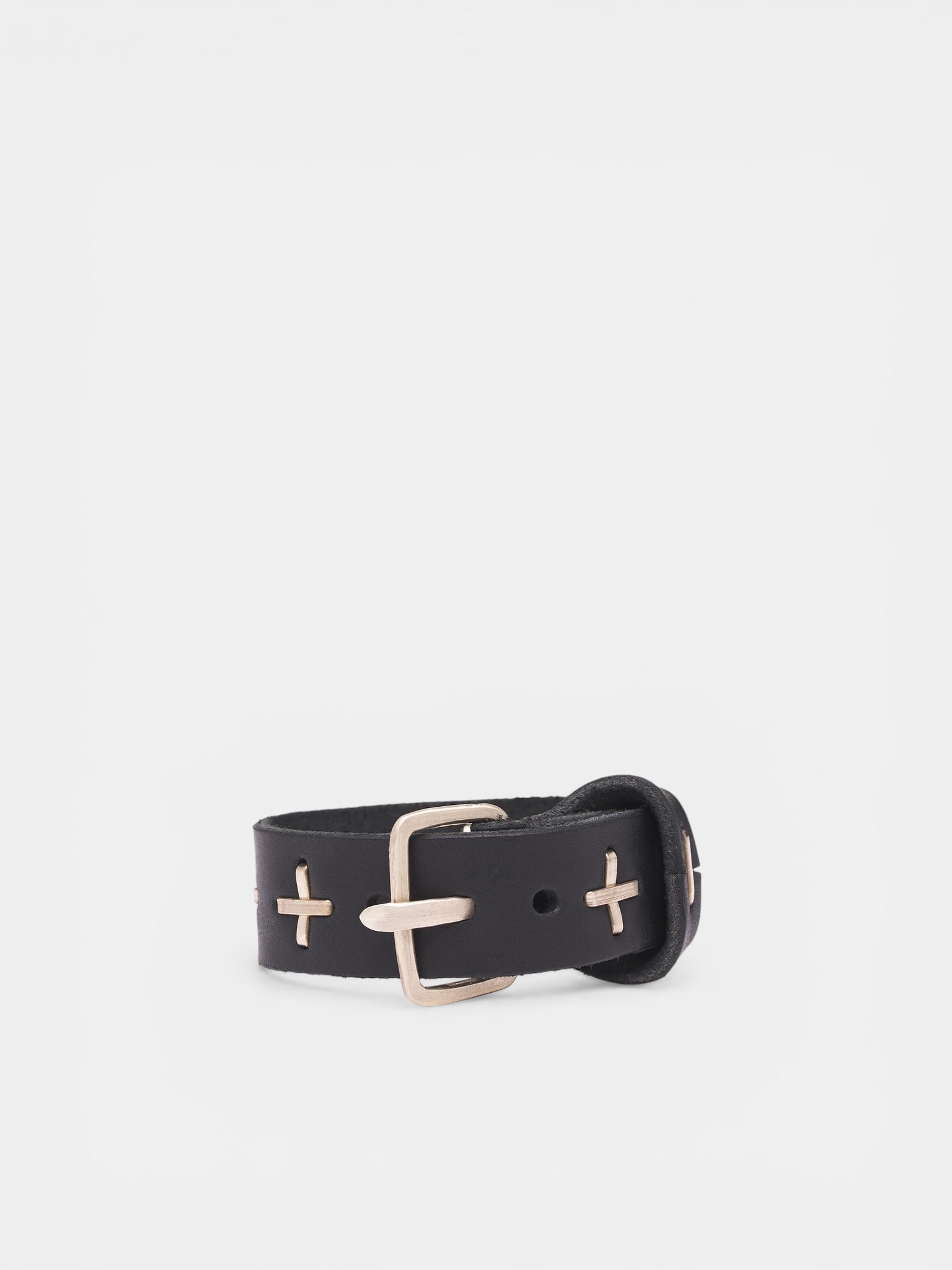 Black Leather Cross Wristband (A-F2E1-GR-3-0-BLACK)