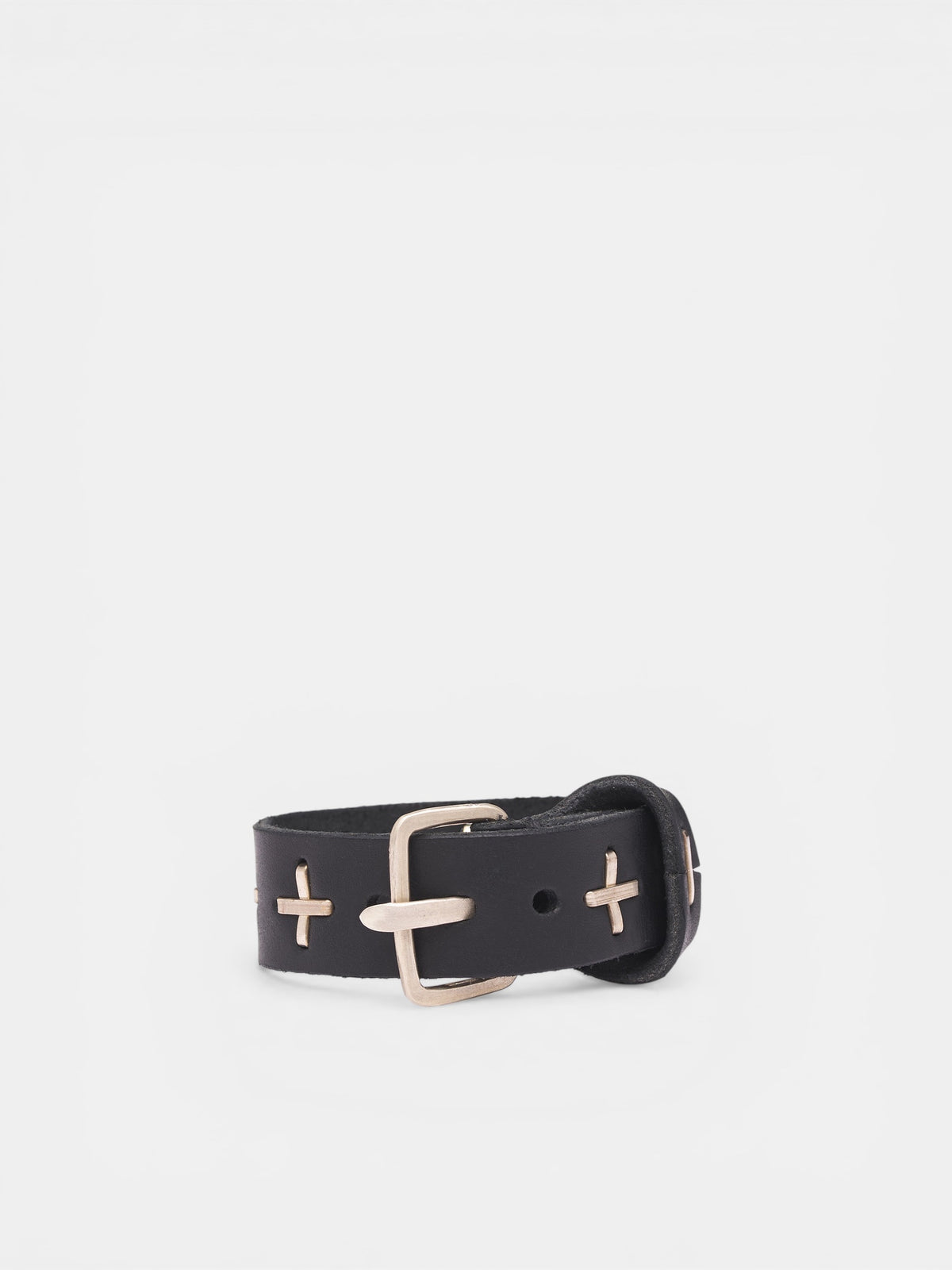 Black Leather Cross Wristband (A-F2E1-GR-3-0-BLACK)