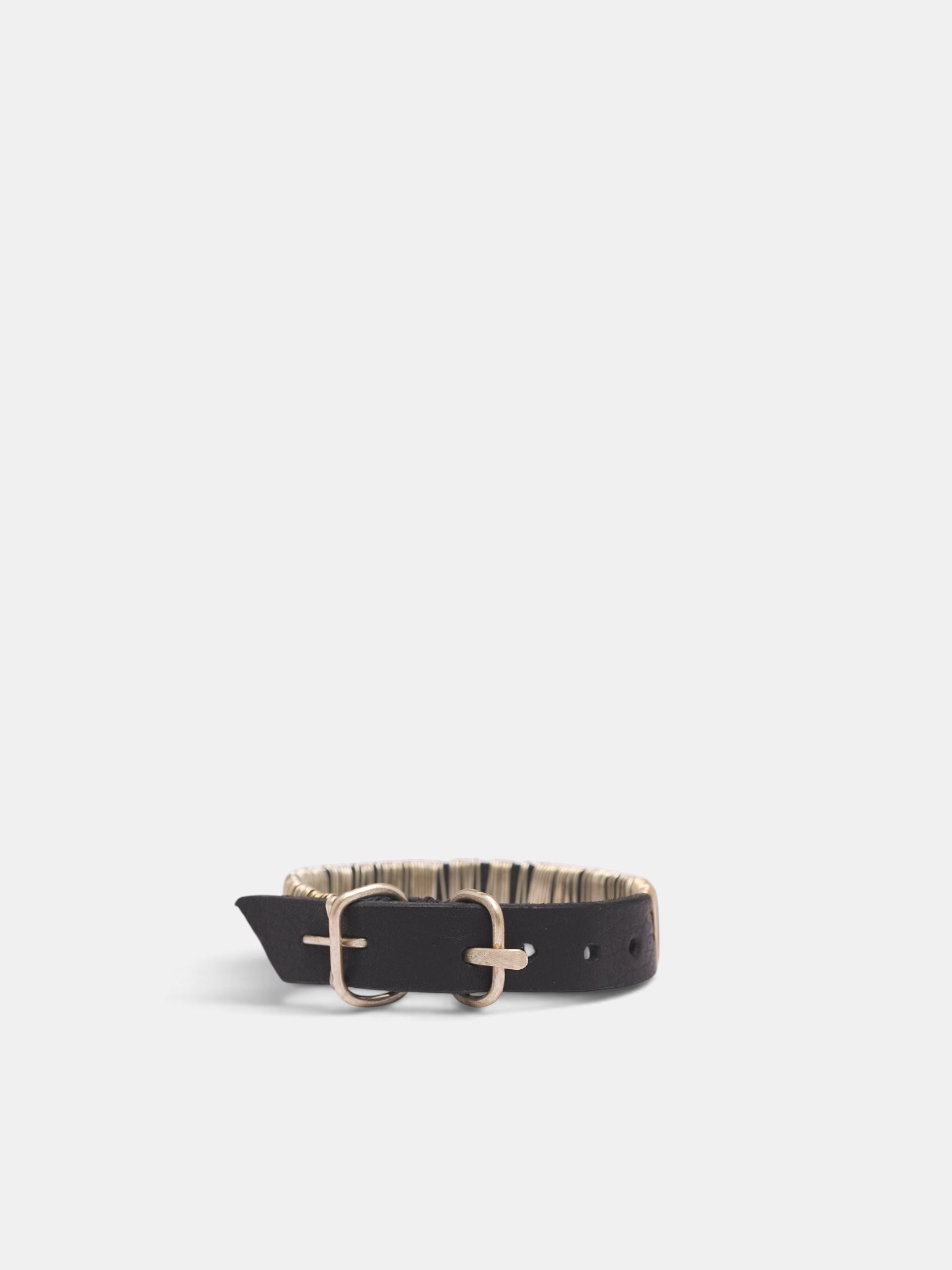 Black Leather & Silver Wrapped Bracelet (A-F7BL1-GR-2-0-BLACK)