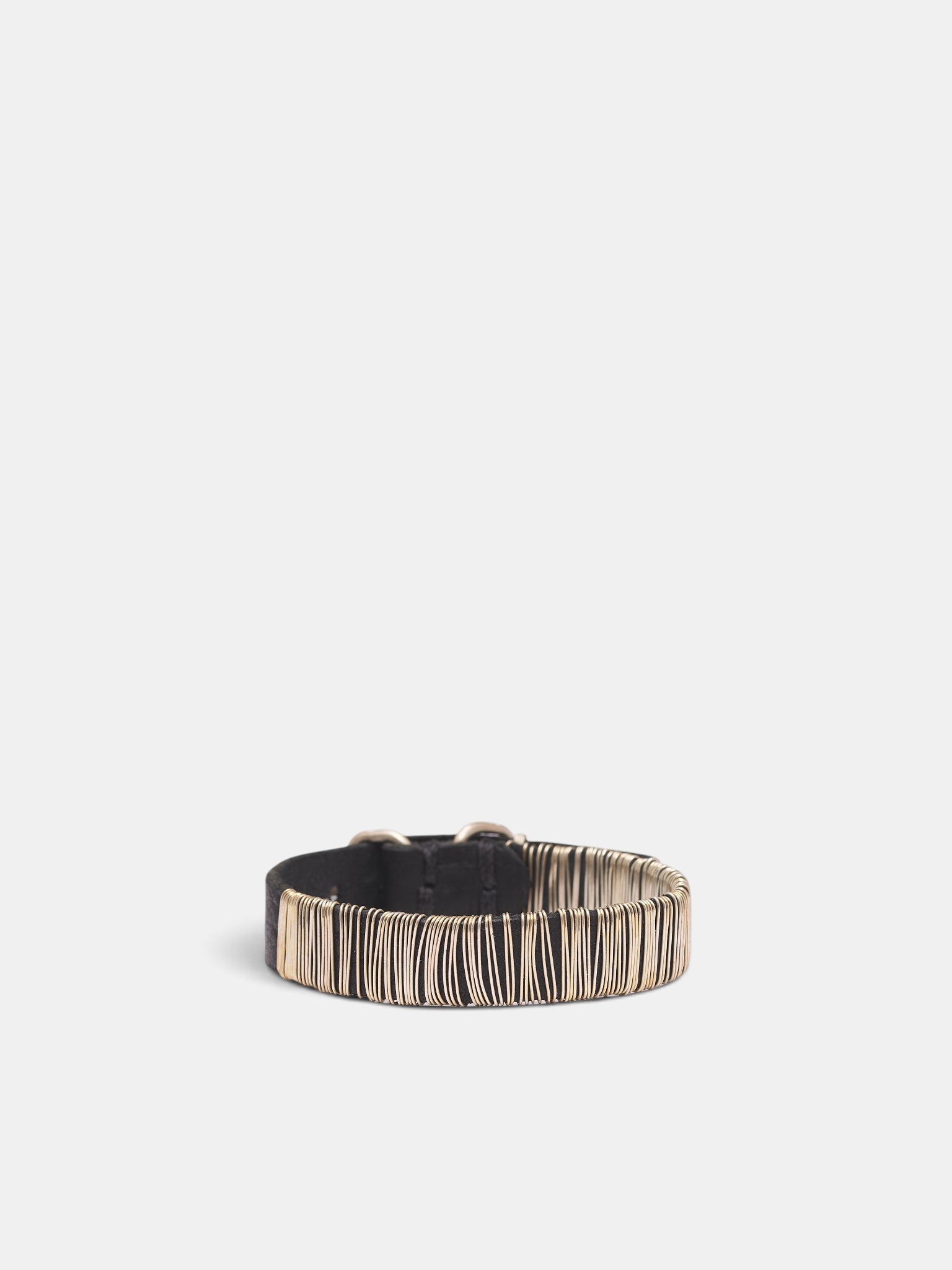 Black Leather & Silver Wrapped Bracelet (A-F7BL1-GR-2-0-BLACK)