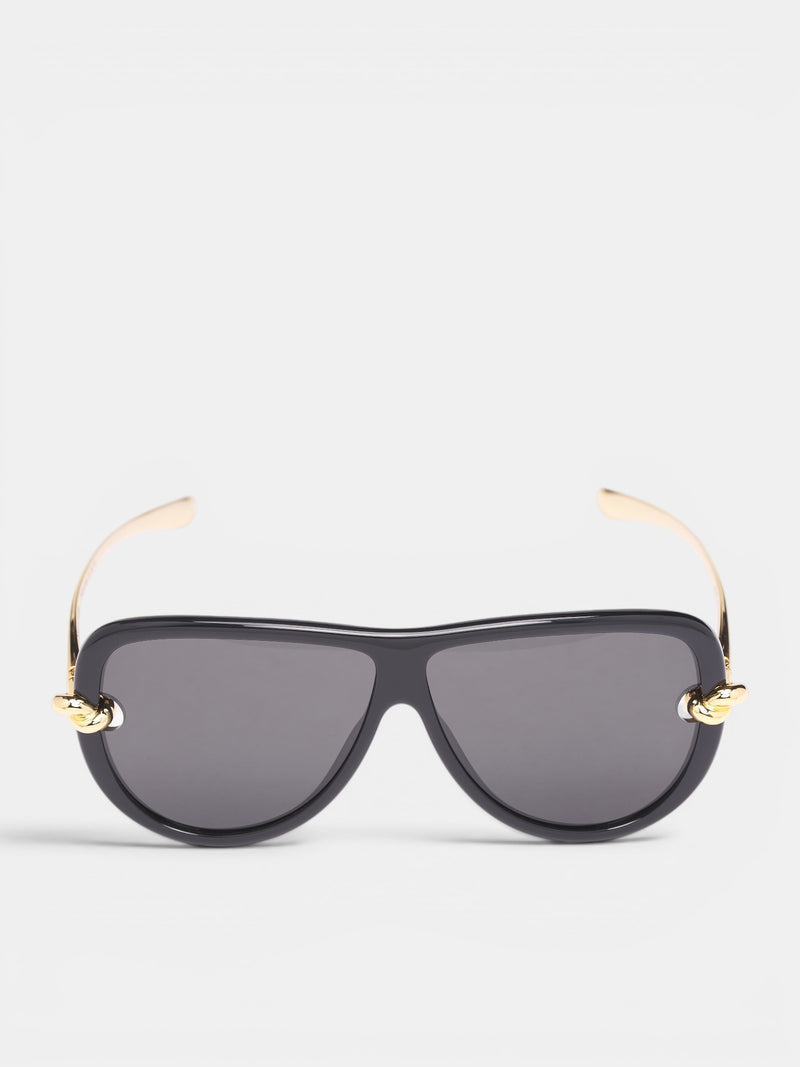 Black Aviator Sunglasses (A002JCVBL80-1280-BLACK-GOLD-GR)