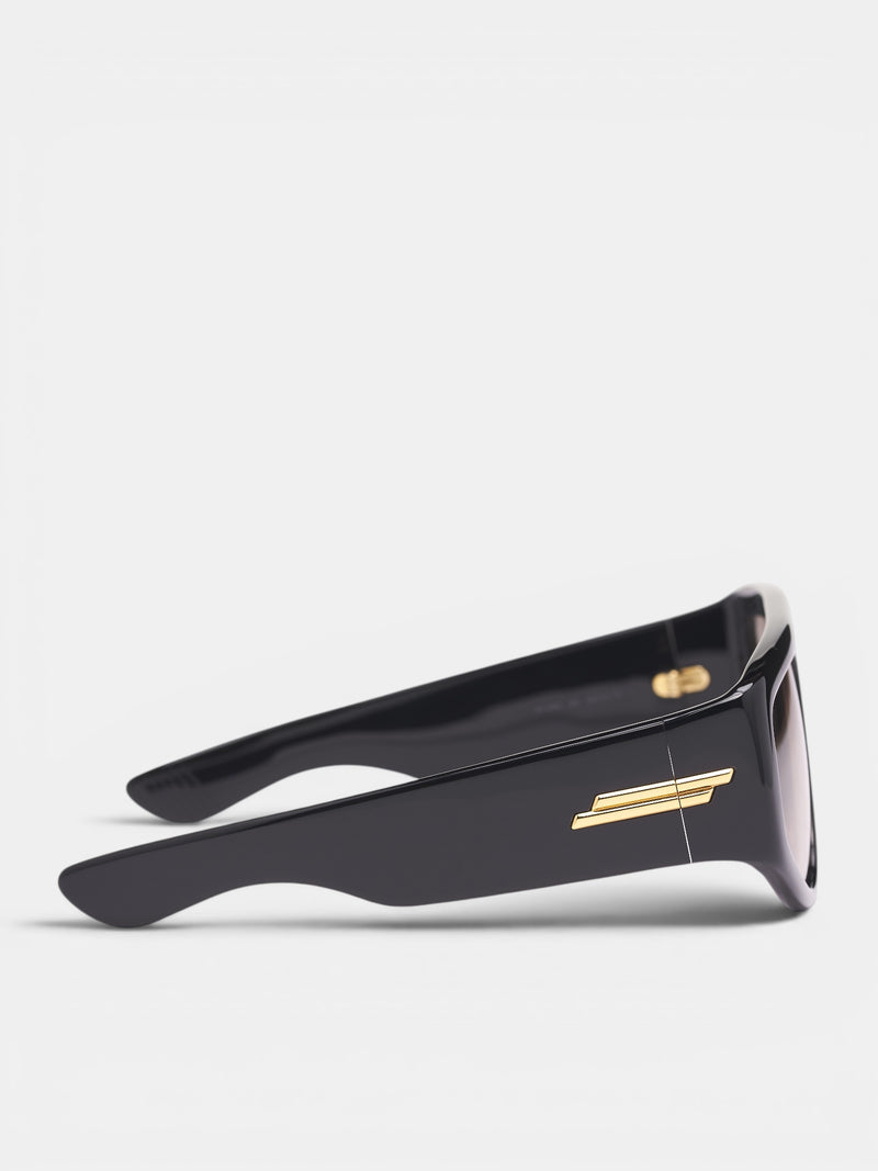Black Thick Geometric Sunglasses (A002JNV2Q30-1136-BLACK-BROWN)