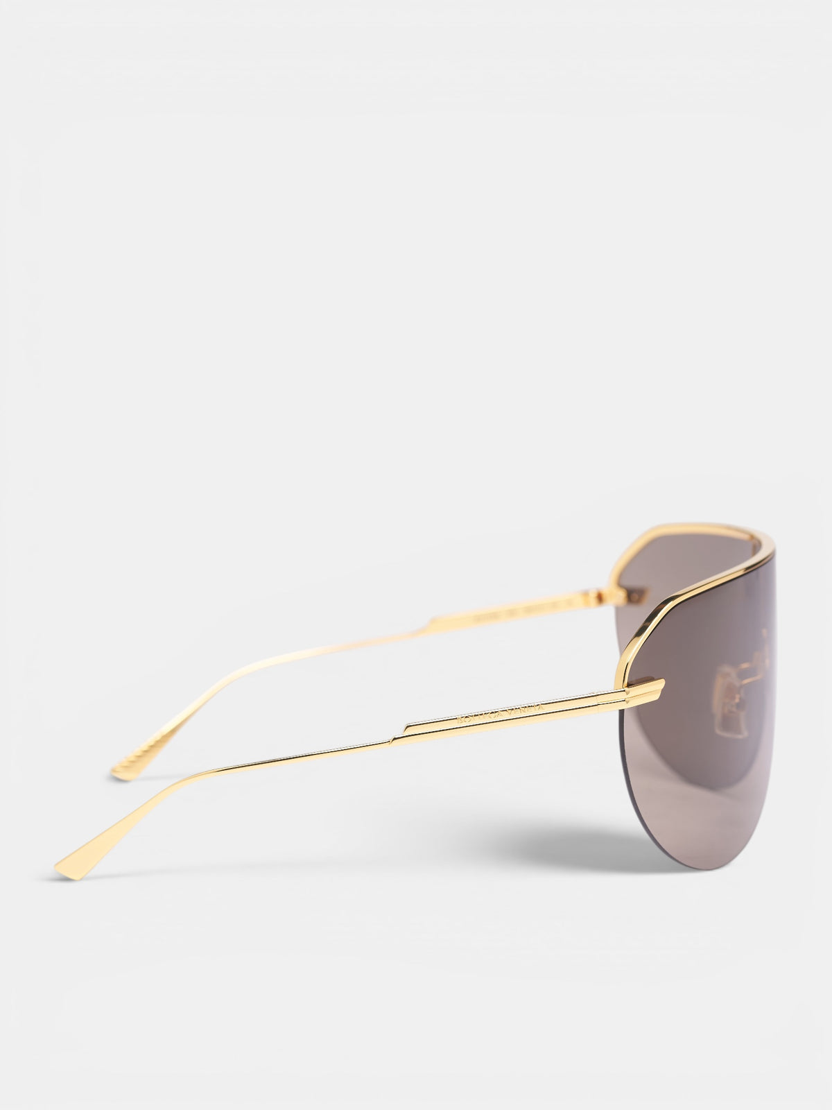 Gold Rimless Shield Sunglasses (A002LDV4450-1251-GOLD-BROWN)