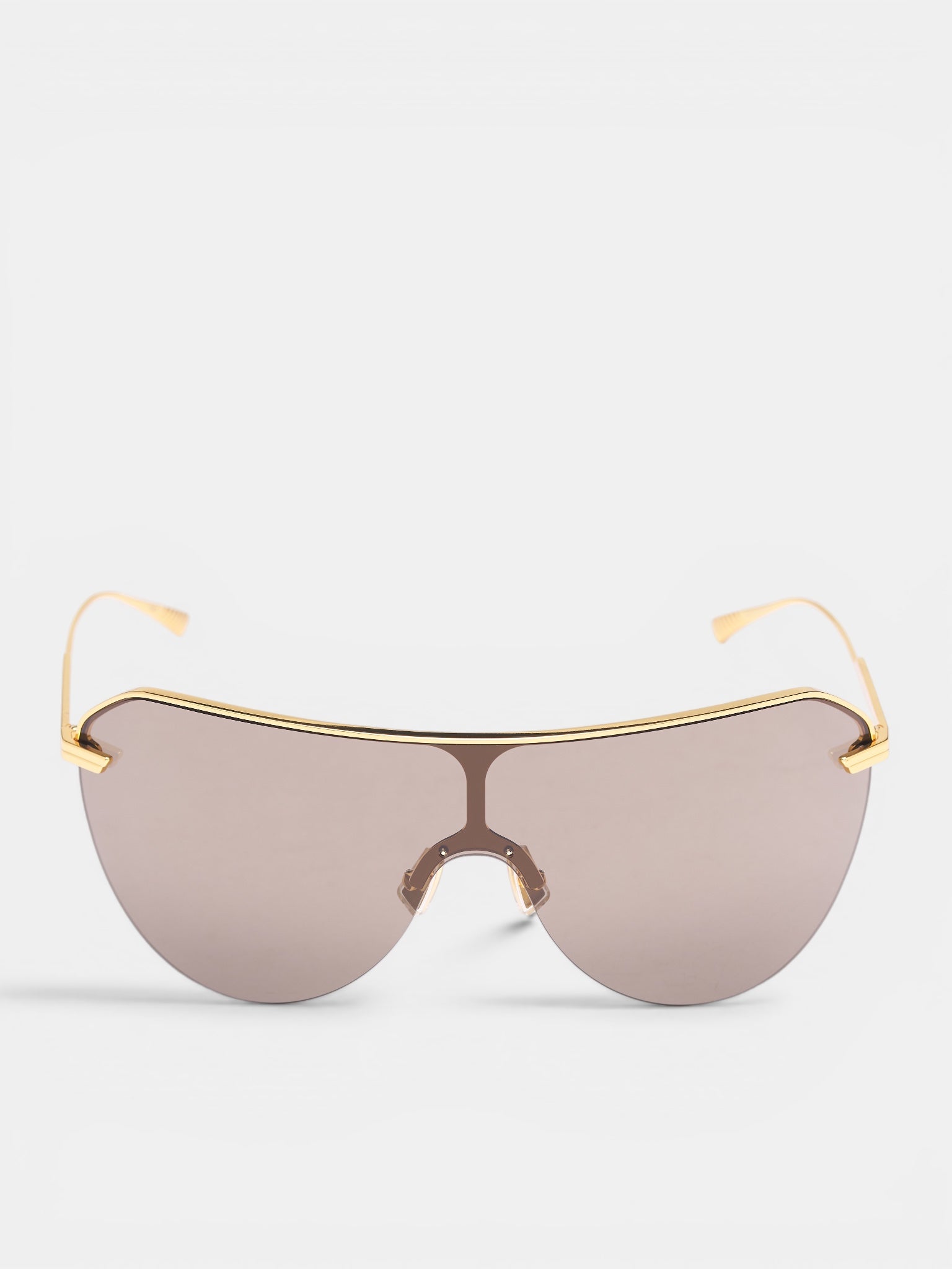 Gold Rimless Shield Sunglasses (A002LDV4450-1251-GOLD-BROWN)