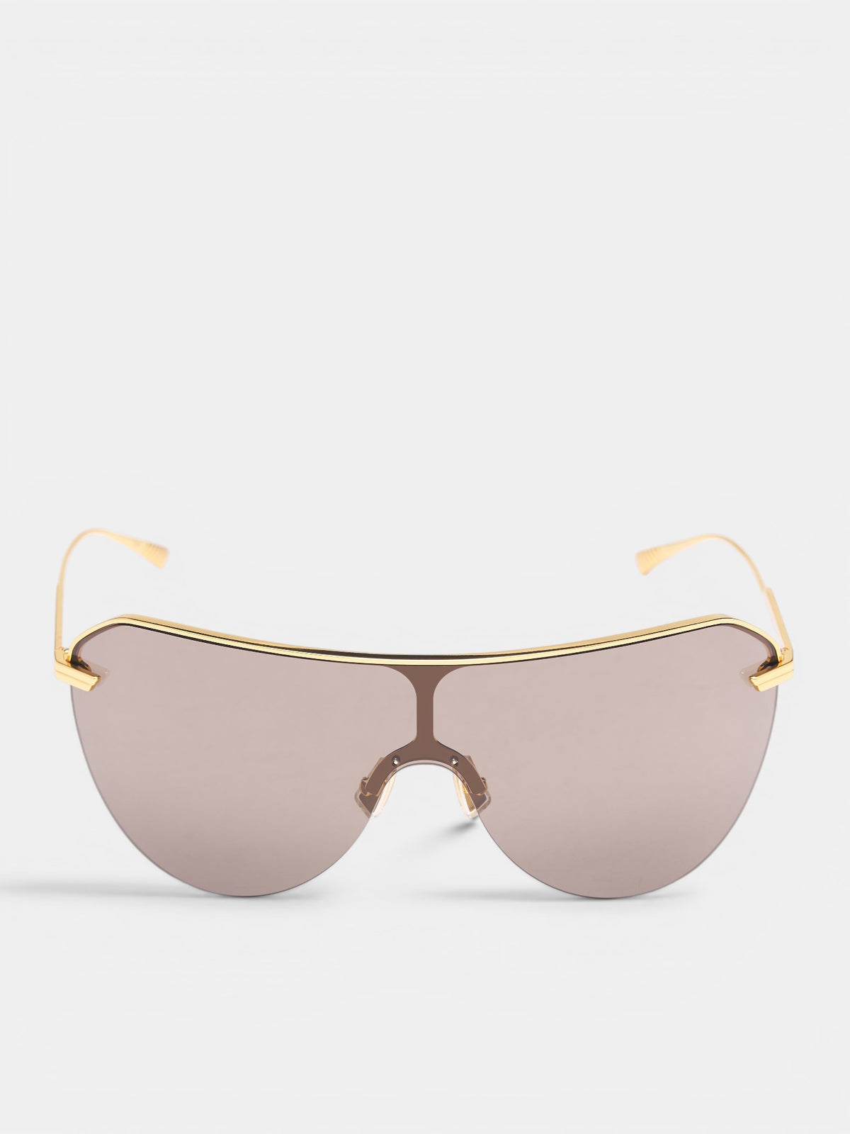 Gold Rimless Shield Sunglasses (A002LDV4450-1251-GOLD-BROWN)