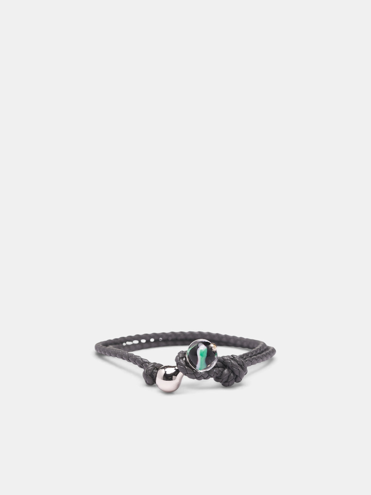 Leather Braided Bracelet & Charm Clasp (A005WPV1A95-8596-OBSIDIAN-AZUR)