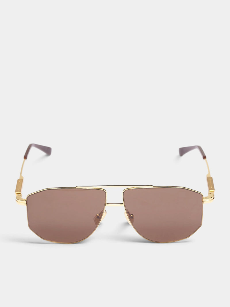 Gold Aviator Sunglasses (A009BT-V4450-1251-GOLD-BROWN)