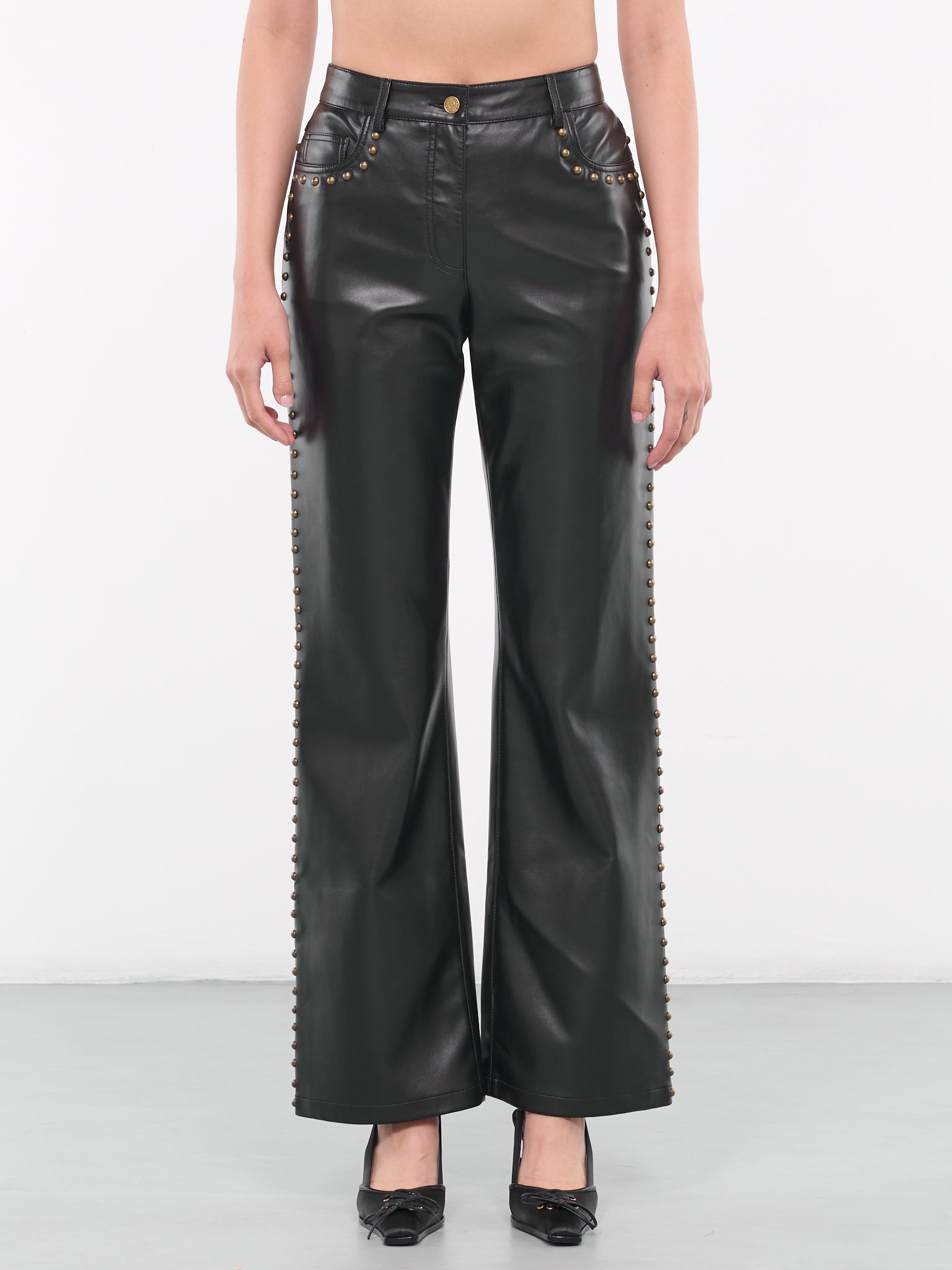 Studded Leather Pants (A0337-8718-BLACK)