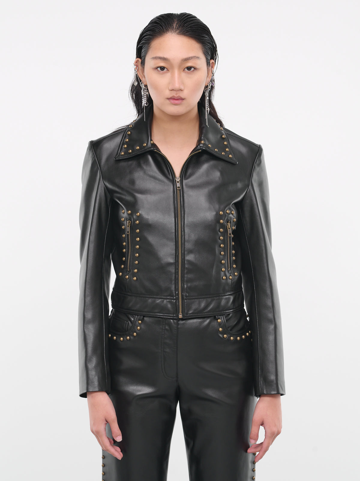 Studded Leather Jacket (A0501-8718-BLACK)