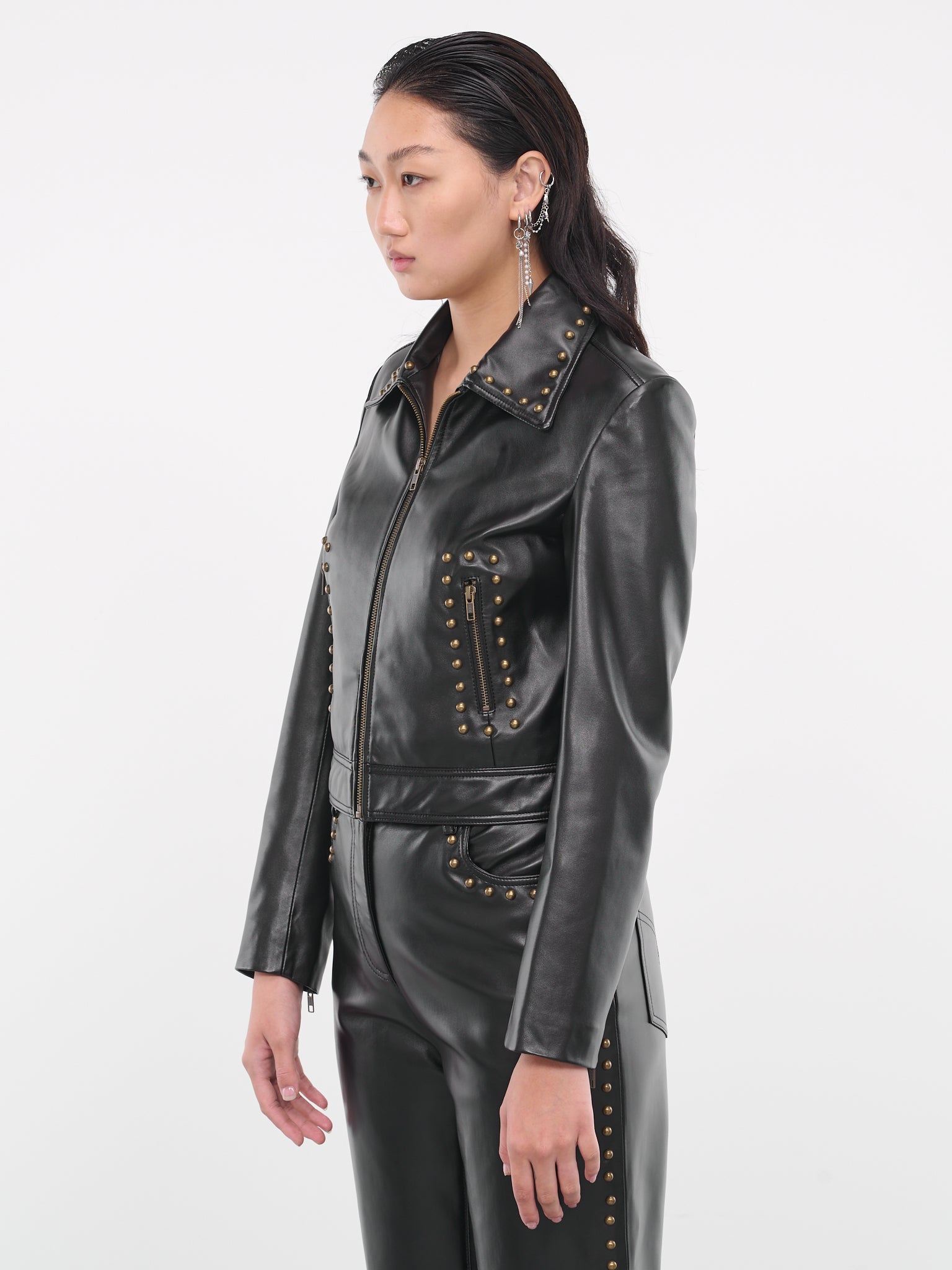 Studded Leather Jacket (A0501-8718-BLACK)