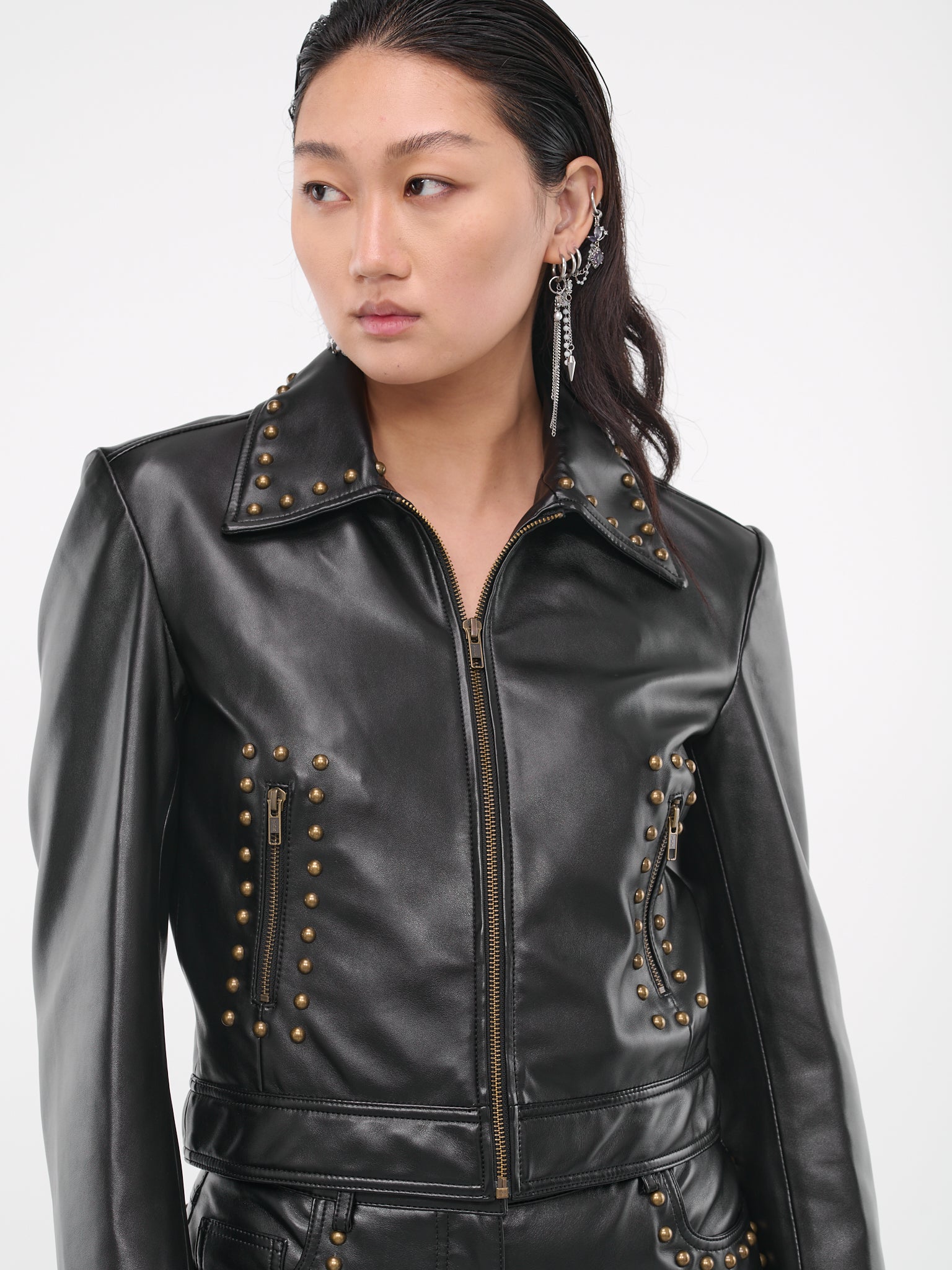 Studded Leather Jacket (A0501-8718-BLACK)