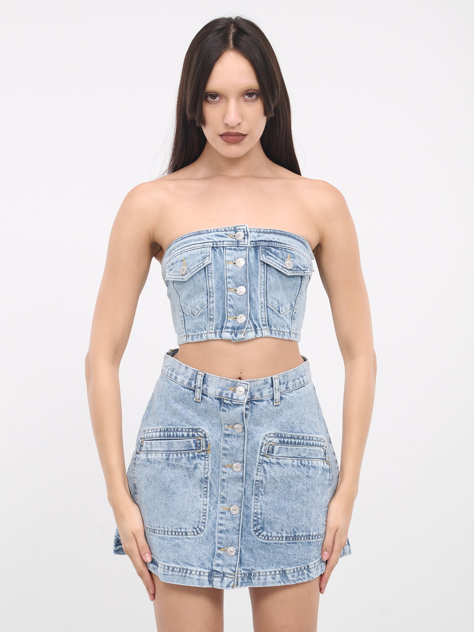 Denim Corset Crop Top (A0803-3236-1295-FANTASY-BLUE)