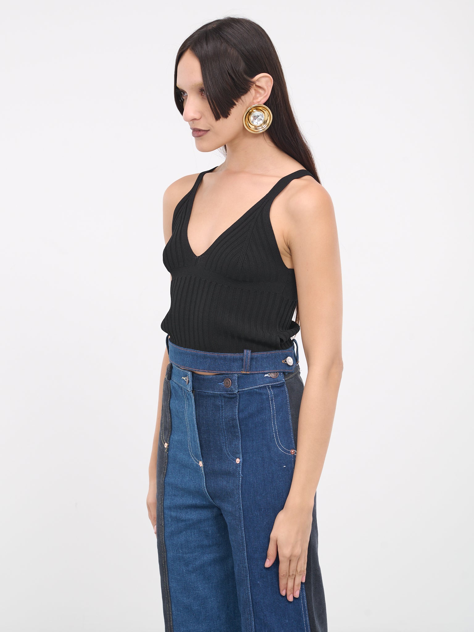 Denim Waistband Top (A0882-3206-1555-BLACK)