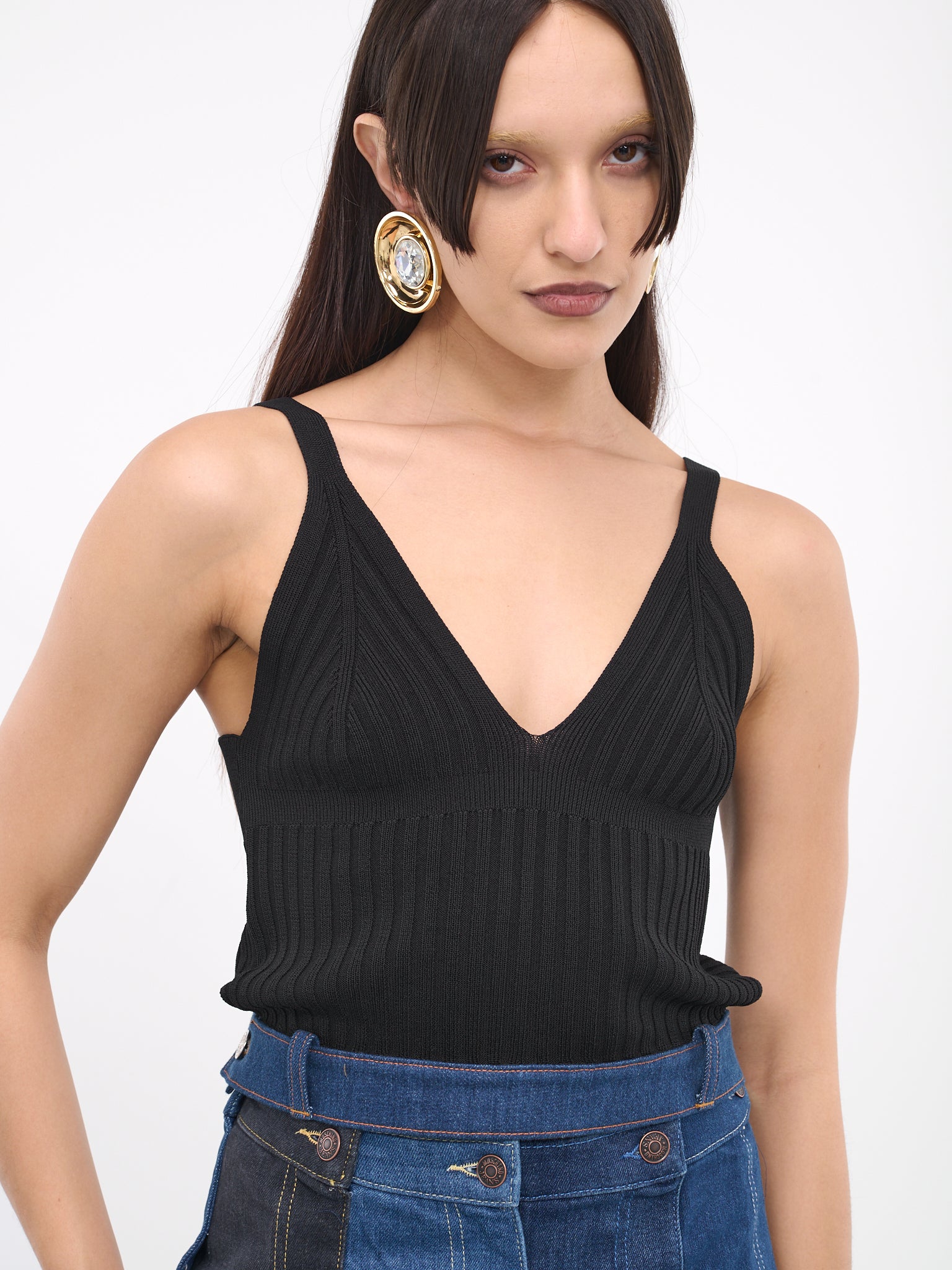 Denim Waistband Top (A0882-3206-1555-BLACK)