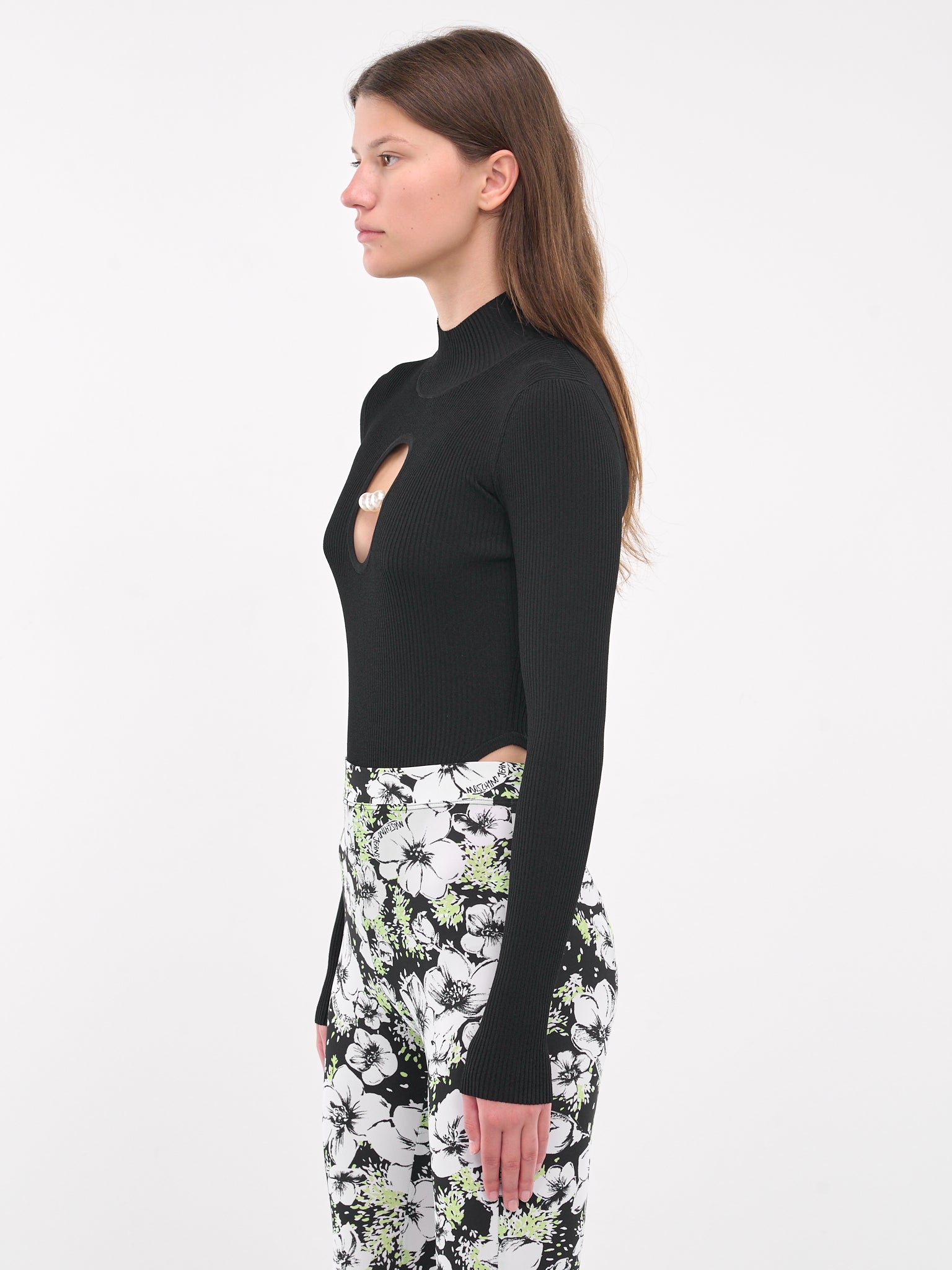 Pearl Cut-Out Bodysuit (A1180-8701-BLACK)