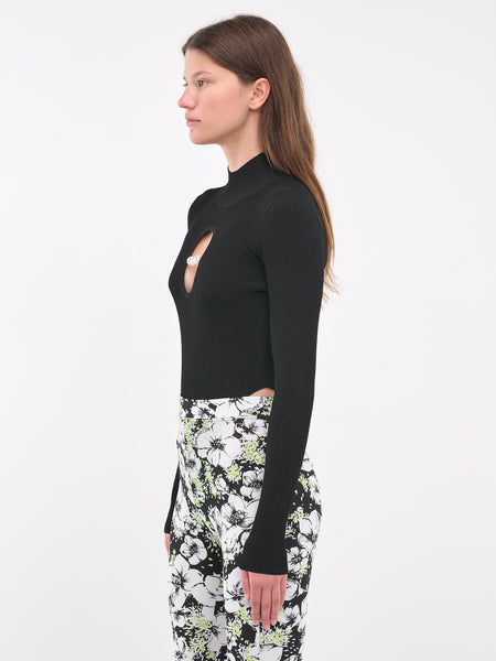 Pearl Cut-Out Bodysuit (A1180-8701-BLACK)